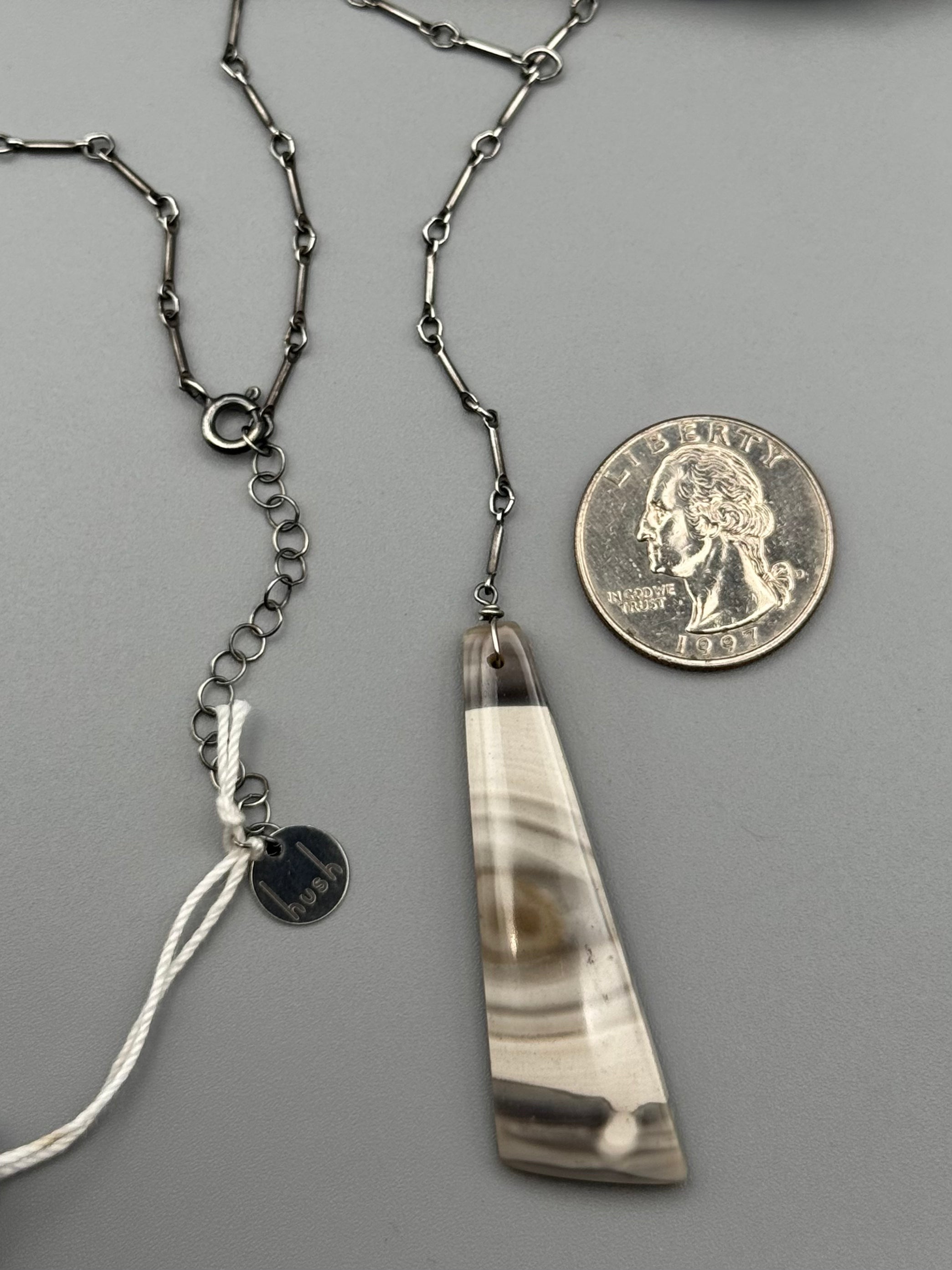 •STICKS + STONE• flint + silver necklace (18"-20" + 4.5" drop)