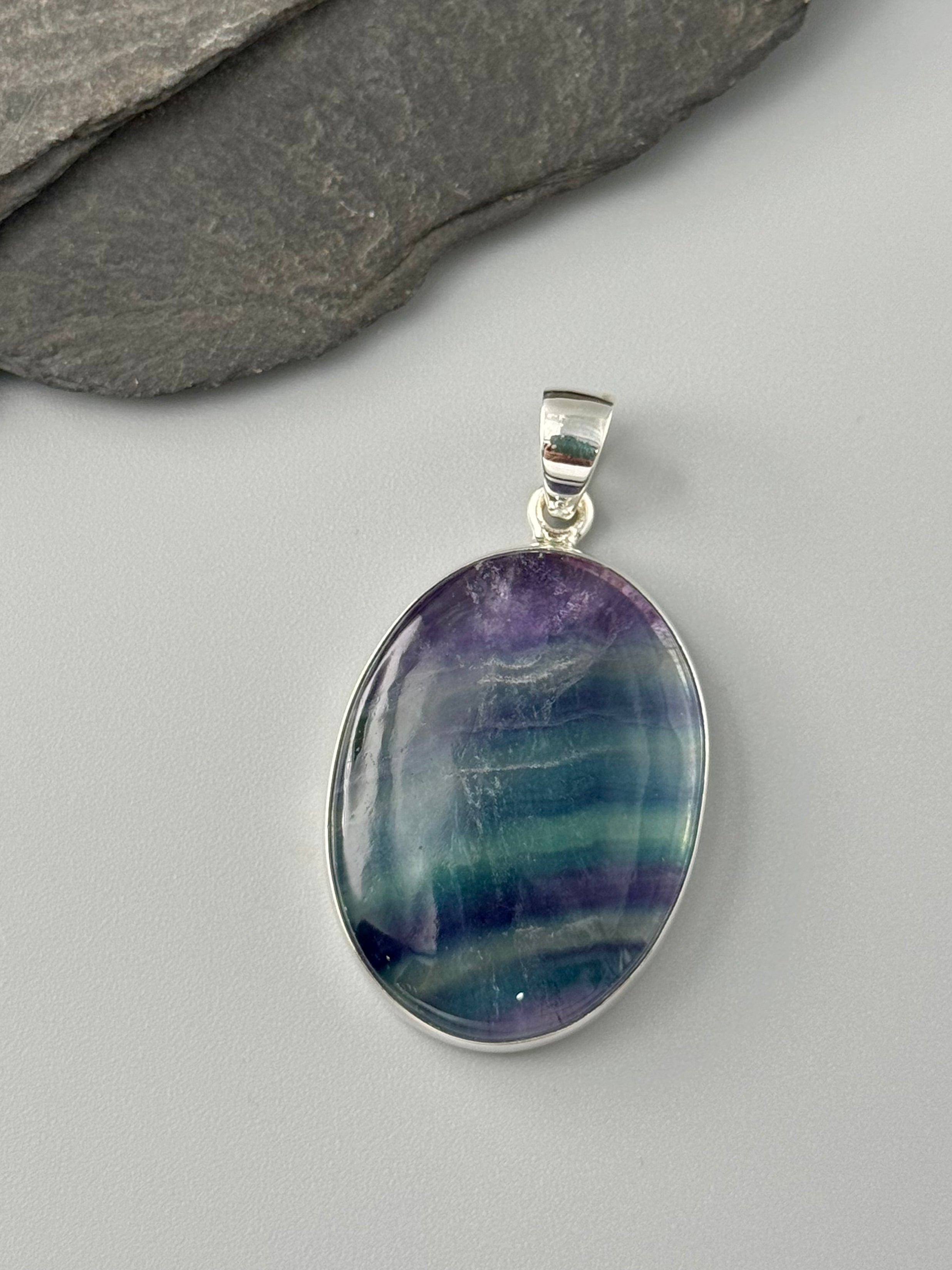 •FLUORITE OVAL - 3• sterling silver pendant