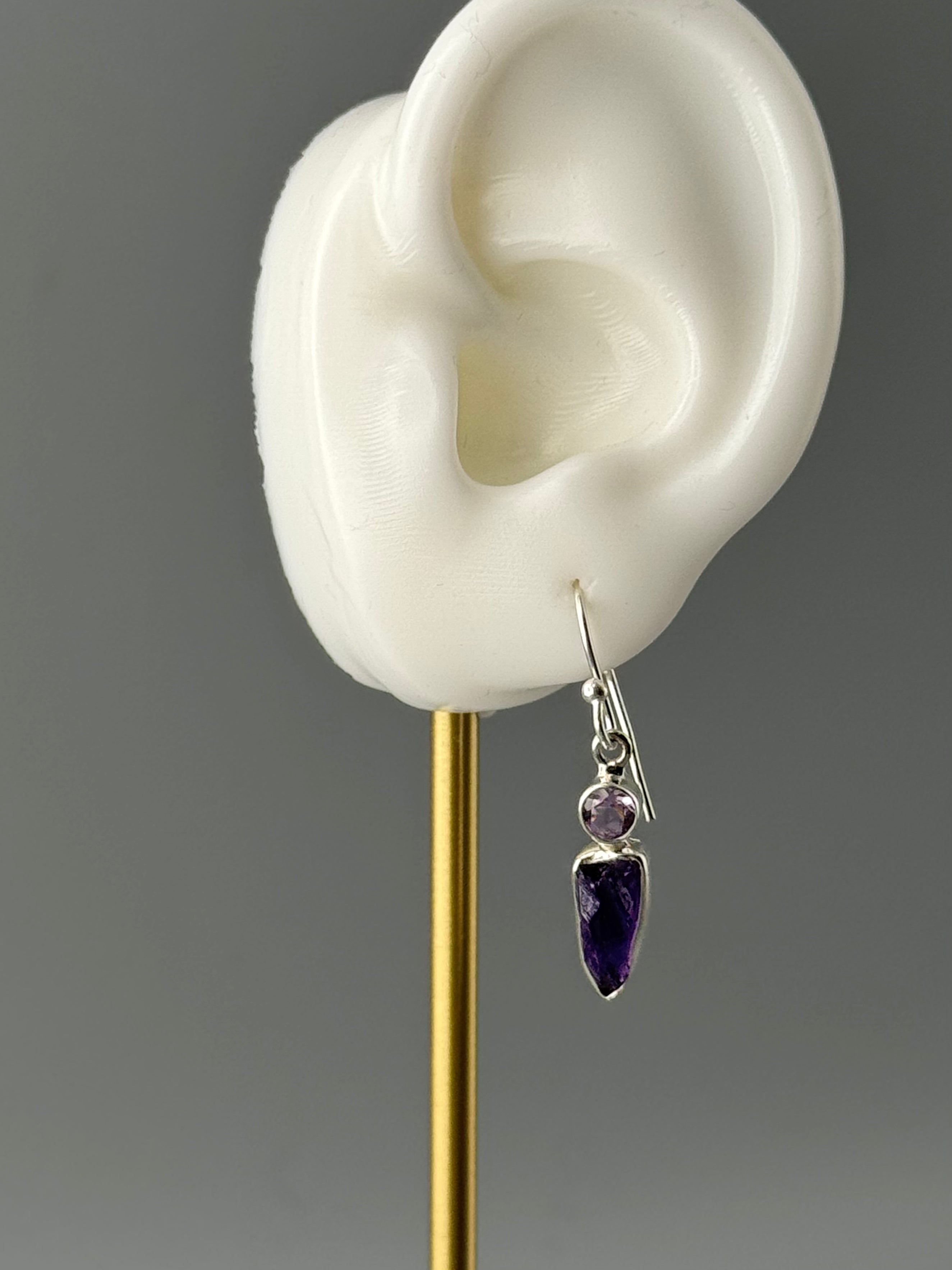 •AMETHYST DUO - 1• silver dangle earrings