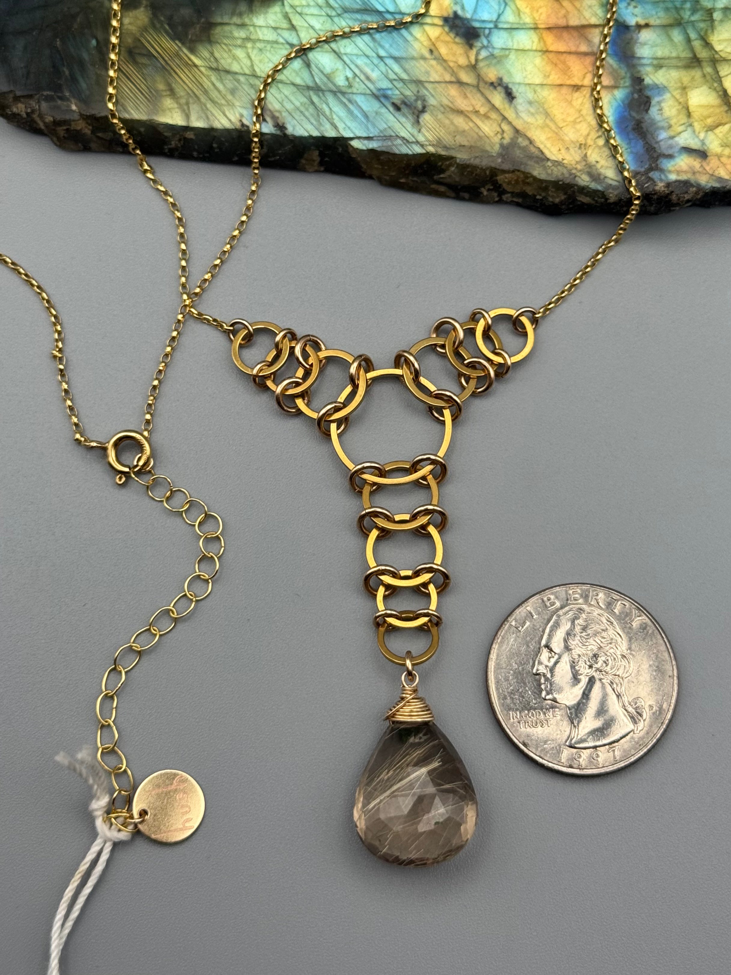 •EOWYN• rutilated quartz + gold necklace (17"-19" long)