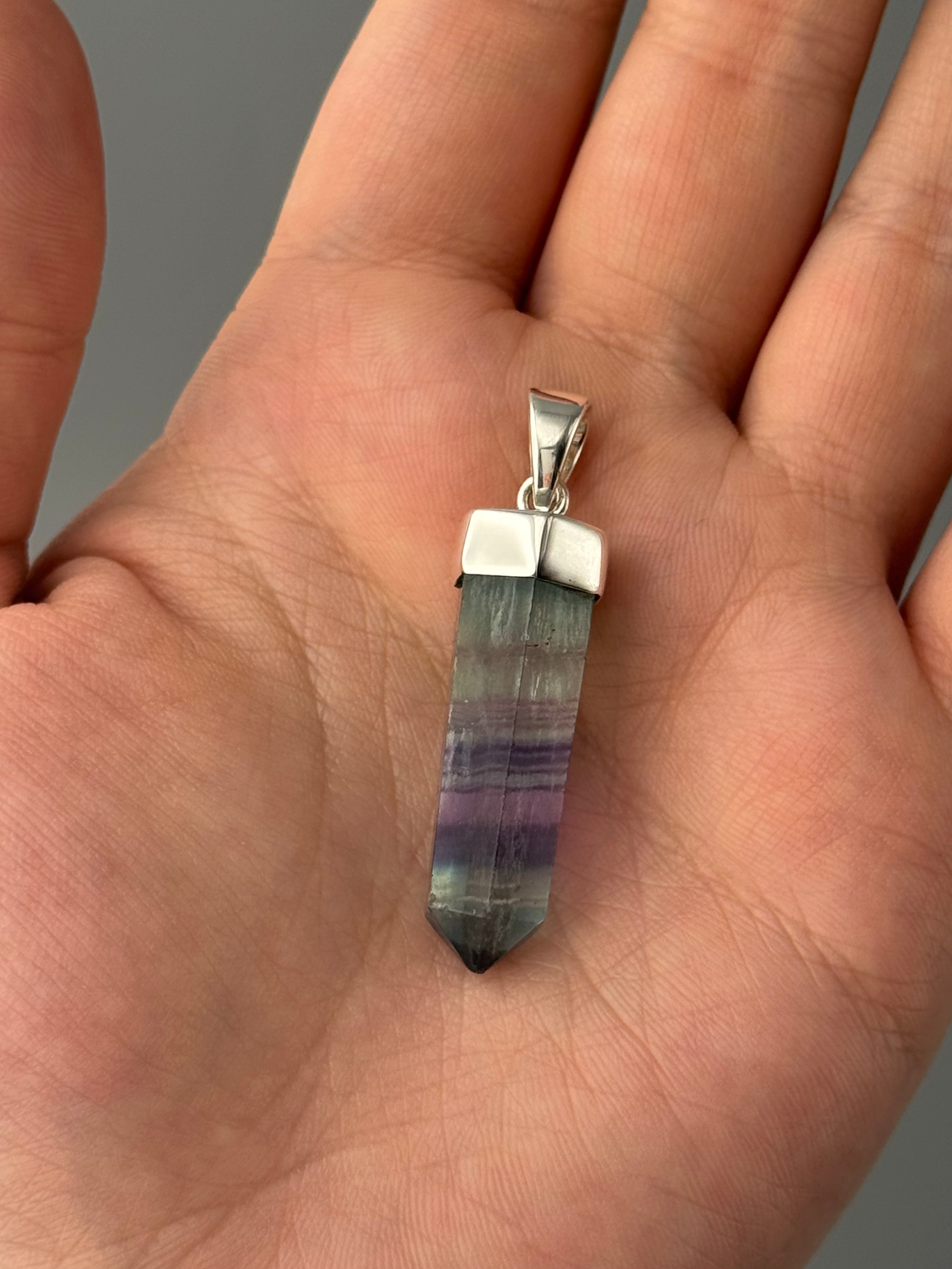 •FLUORITE POINT - 1• sterling silver pendant