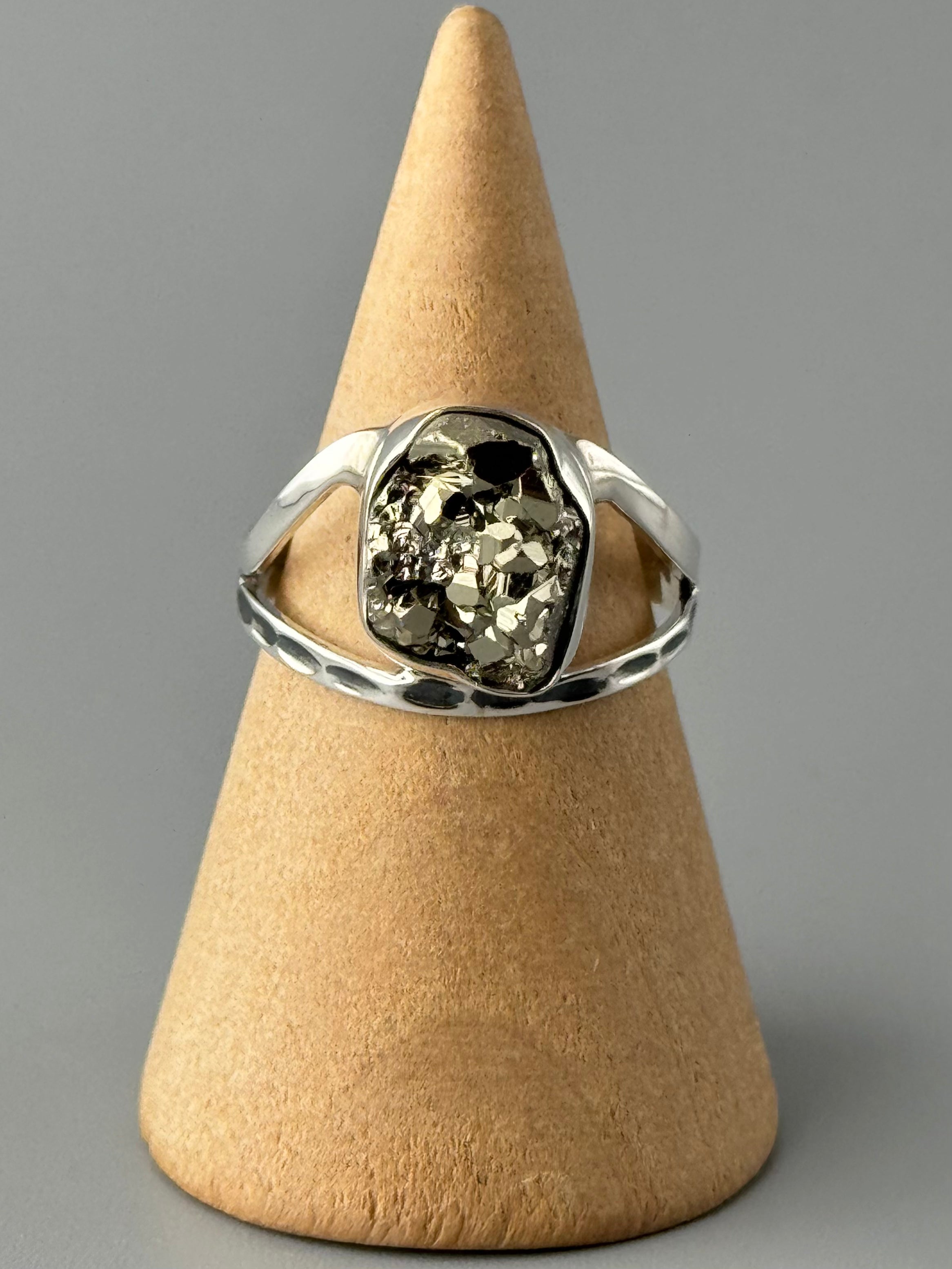 •PYRITE - UNDERSCORE• split band silver ring (various sizes)