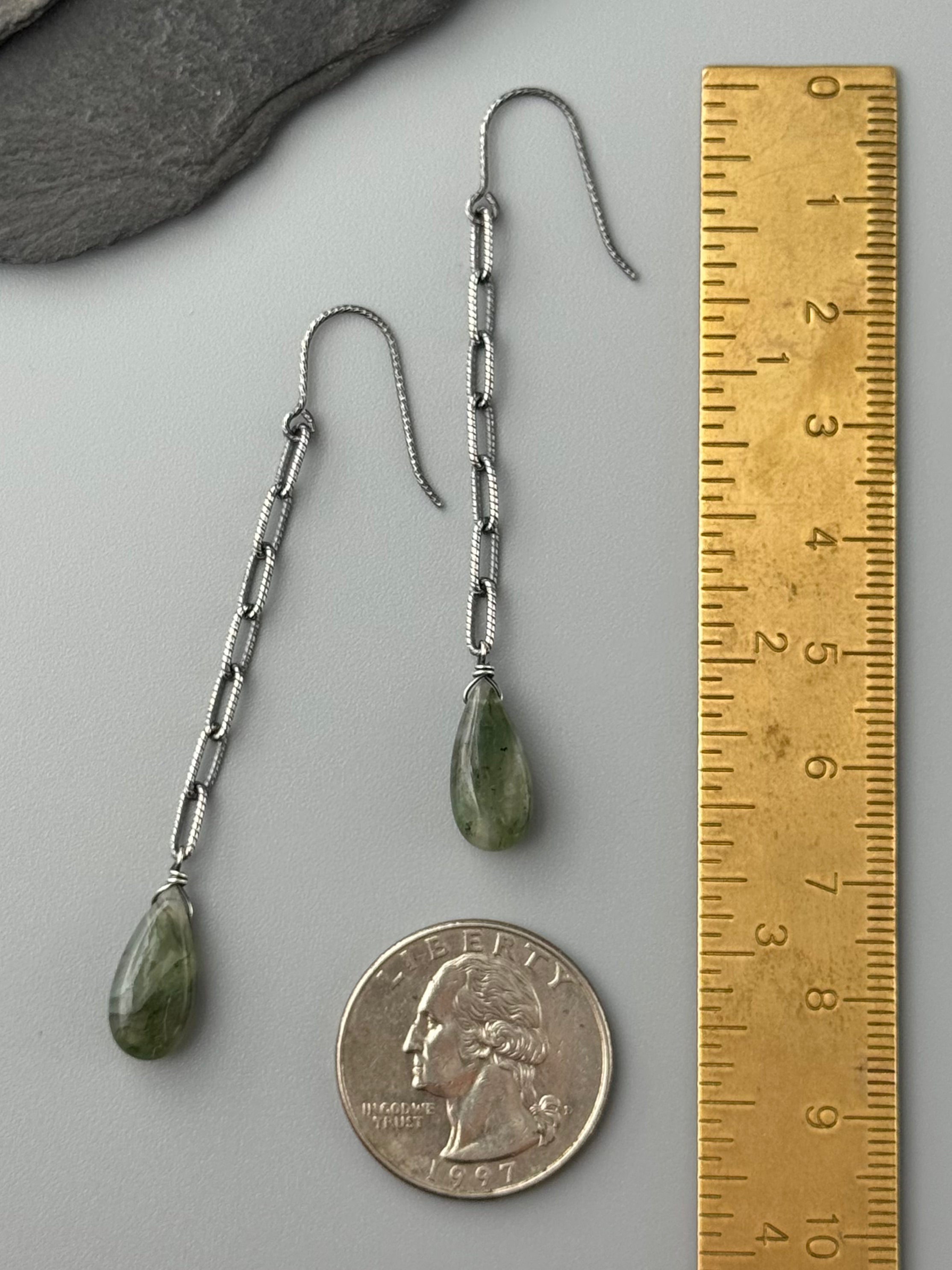 •LINKED• moss agate + silver earrings