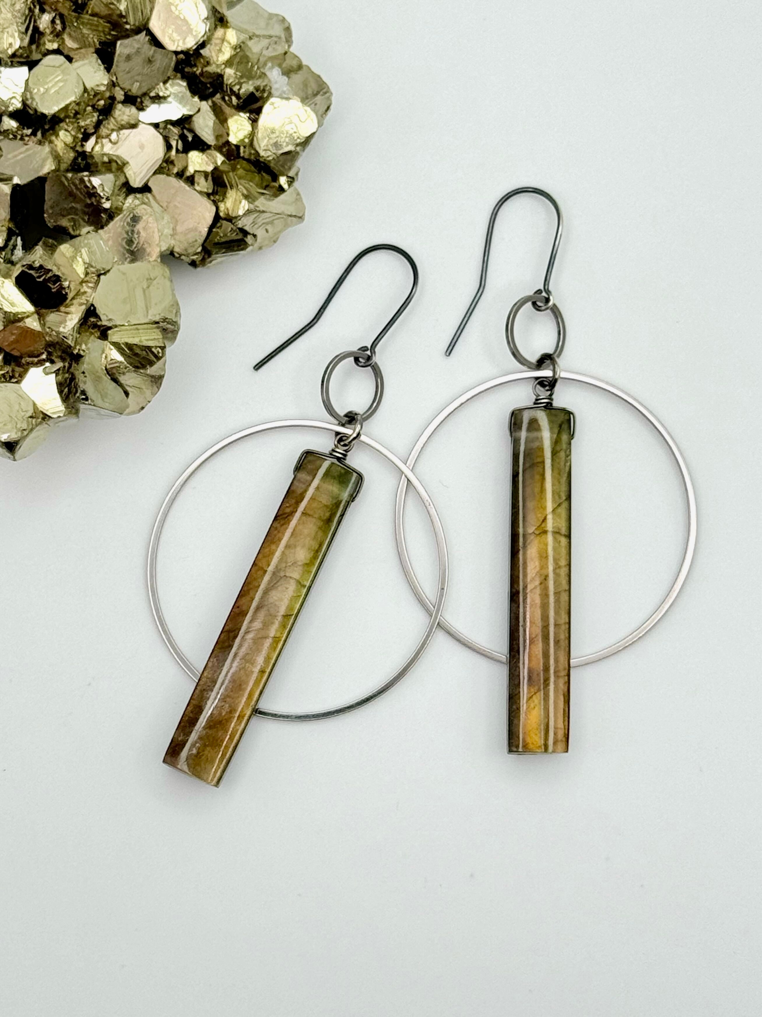 •EQUA-ORBIT• labradorite + silver dangle earrings