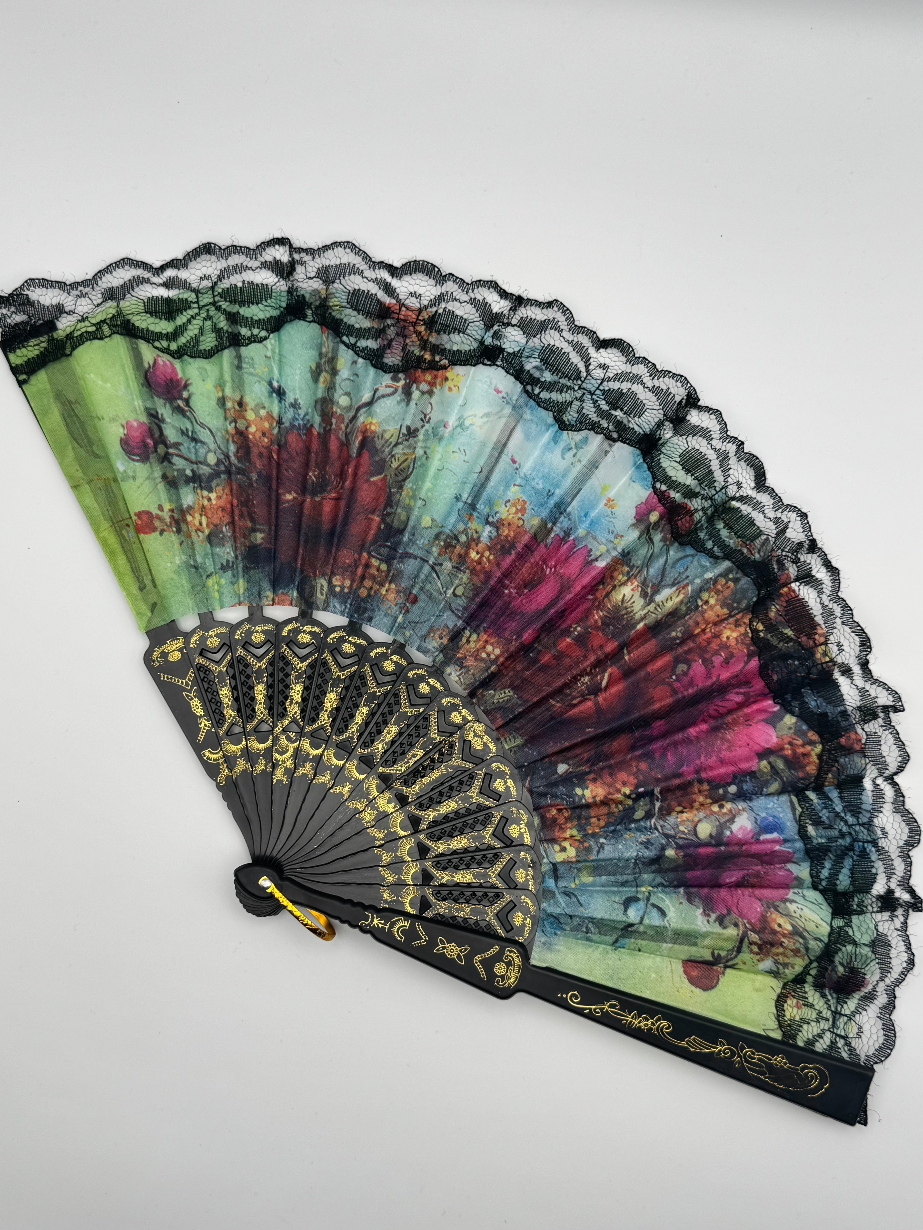 •LOVETT• goth lace floral folding fan
