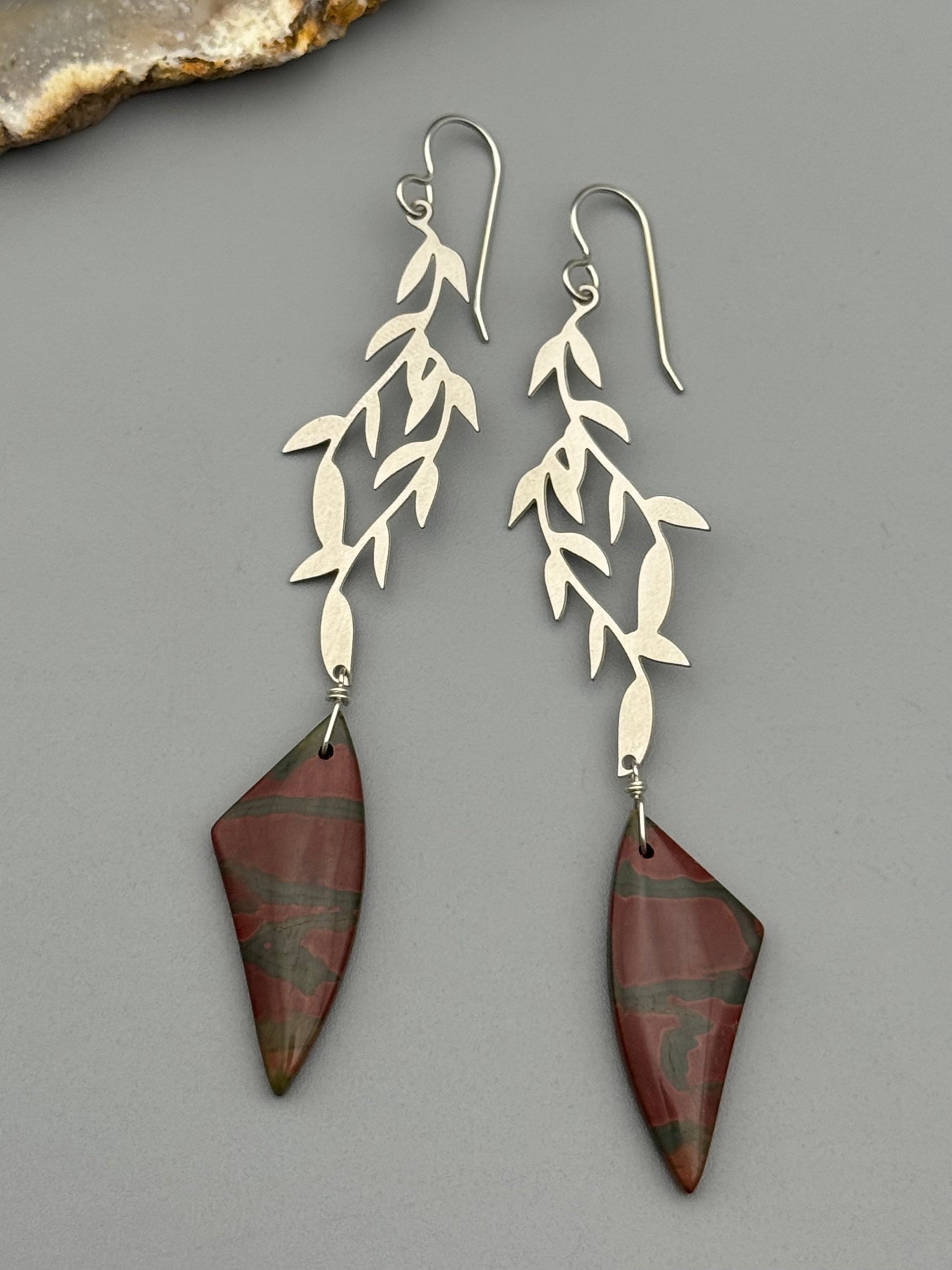 •WEEPING WILLOW• red creek jasper + silver earrings