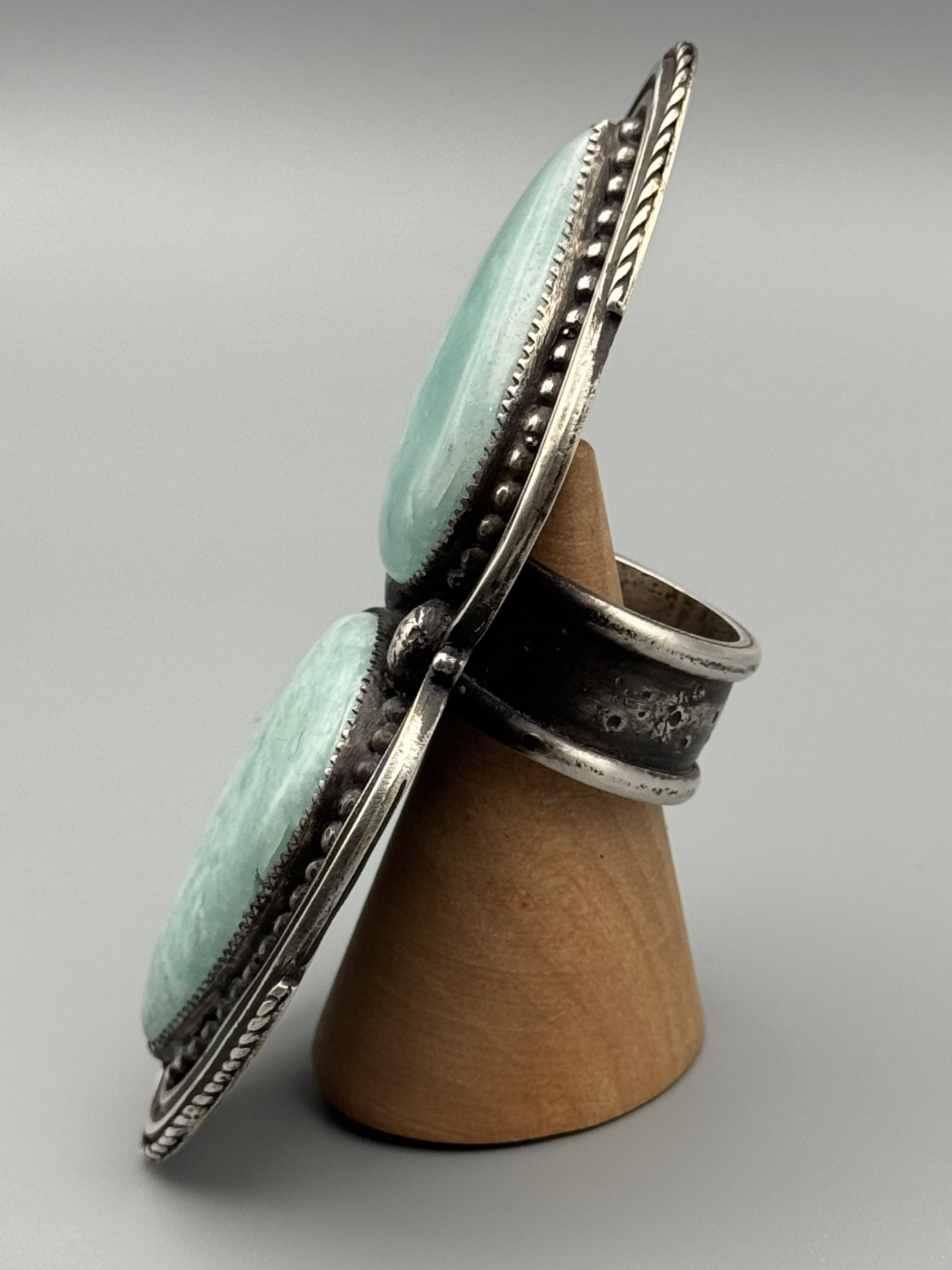 •DOUBLE TROUBLE• amazonite + silver ring (size 7.75)