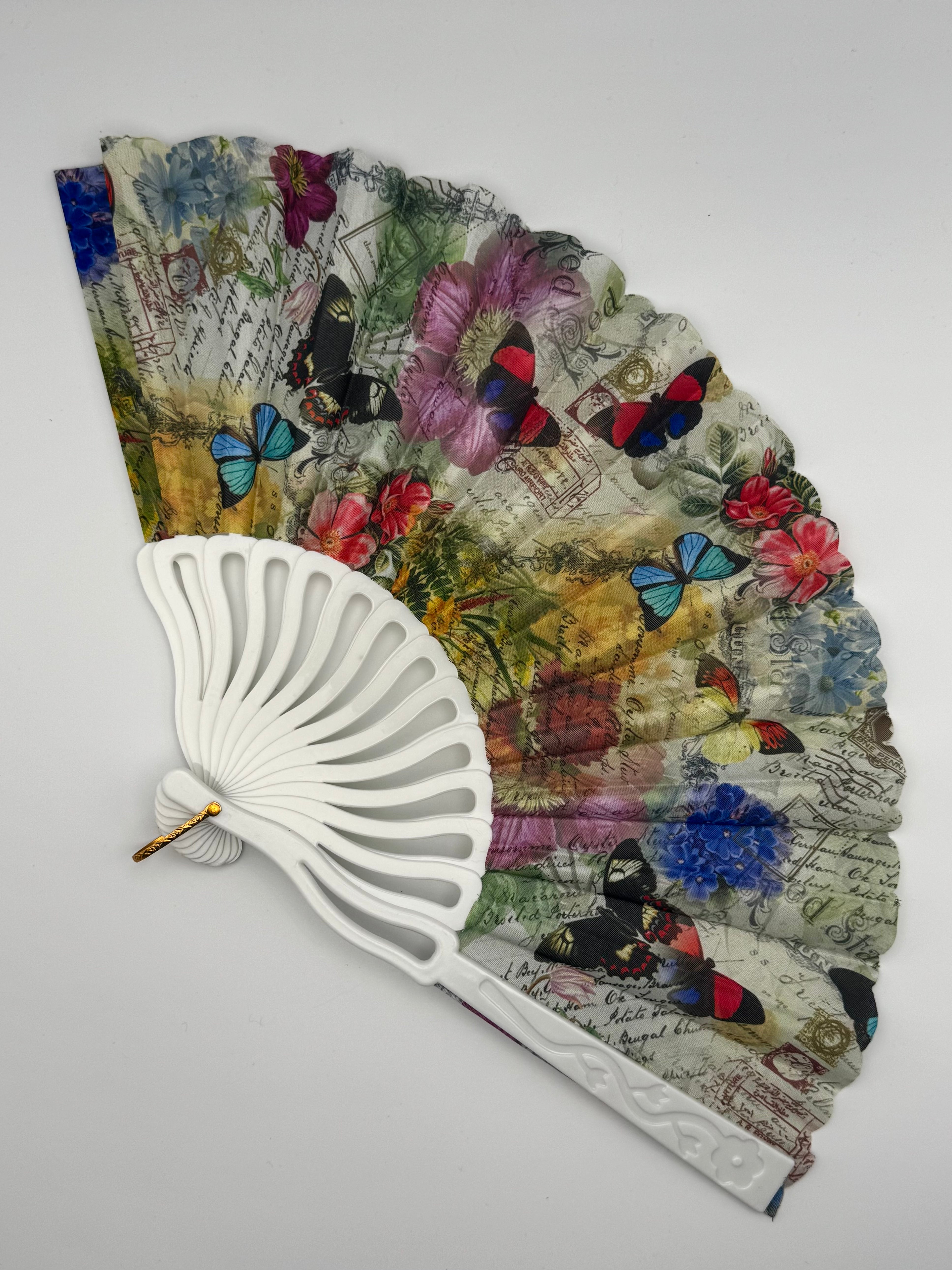 •VIOLET• butterfly floral folding fan