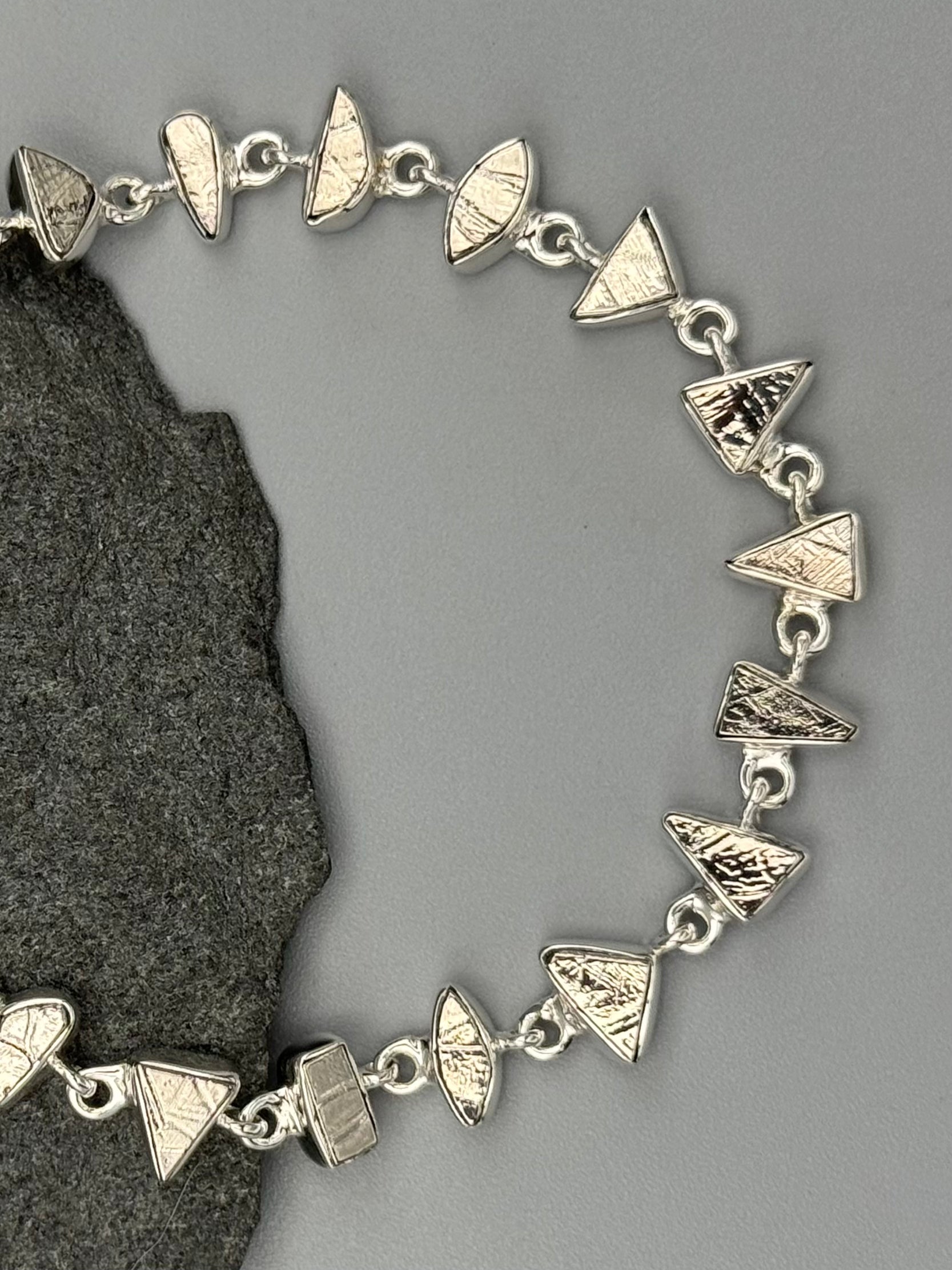 •METEORITE - GEO MIX• linked silver bracelet (7.5" - 9")