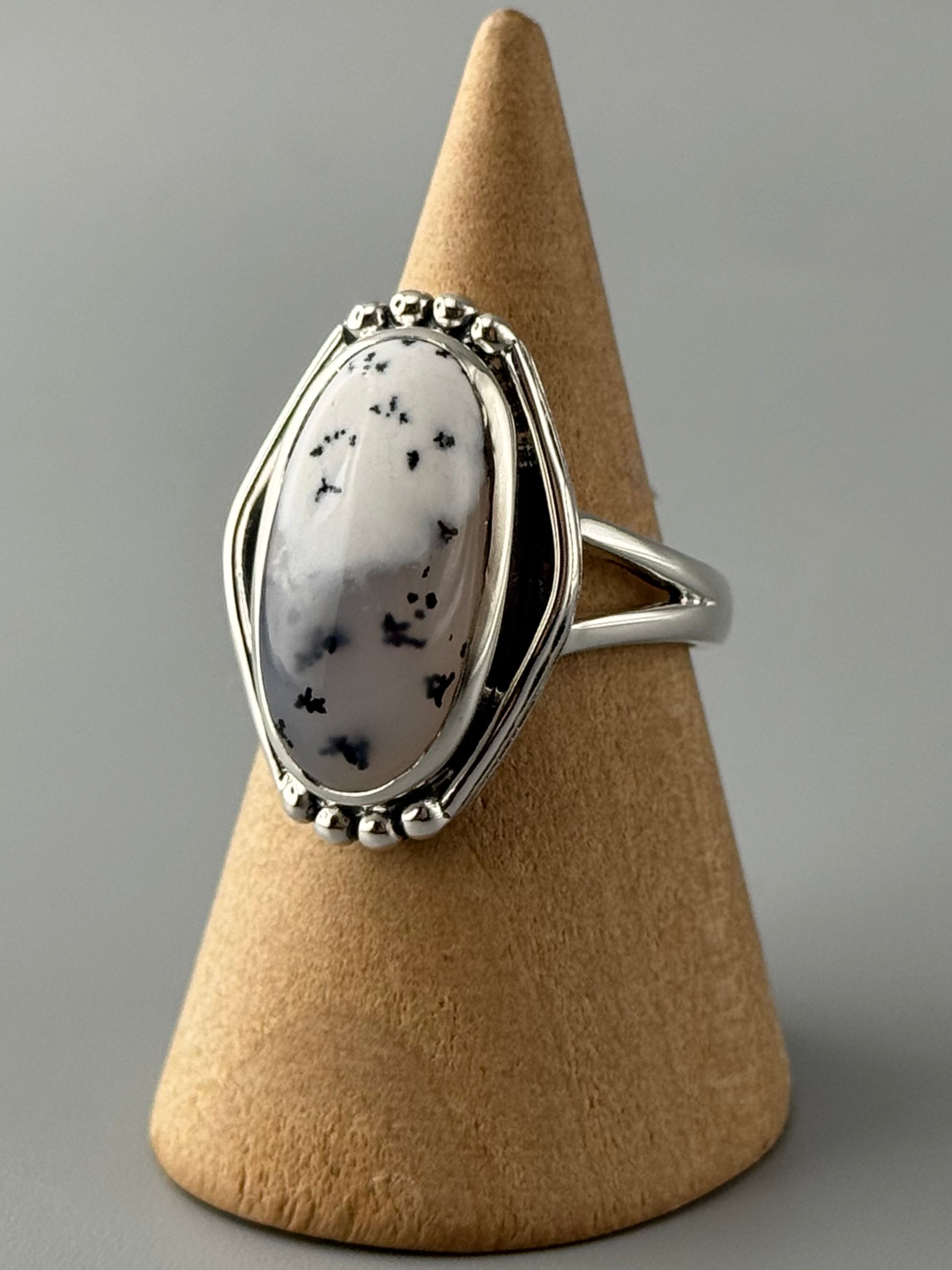 •DENDRITIC OPAL - POLARITY• split band silver ring (various sizes)