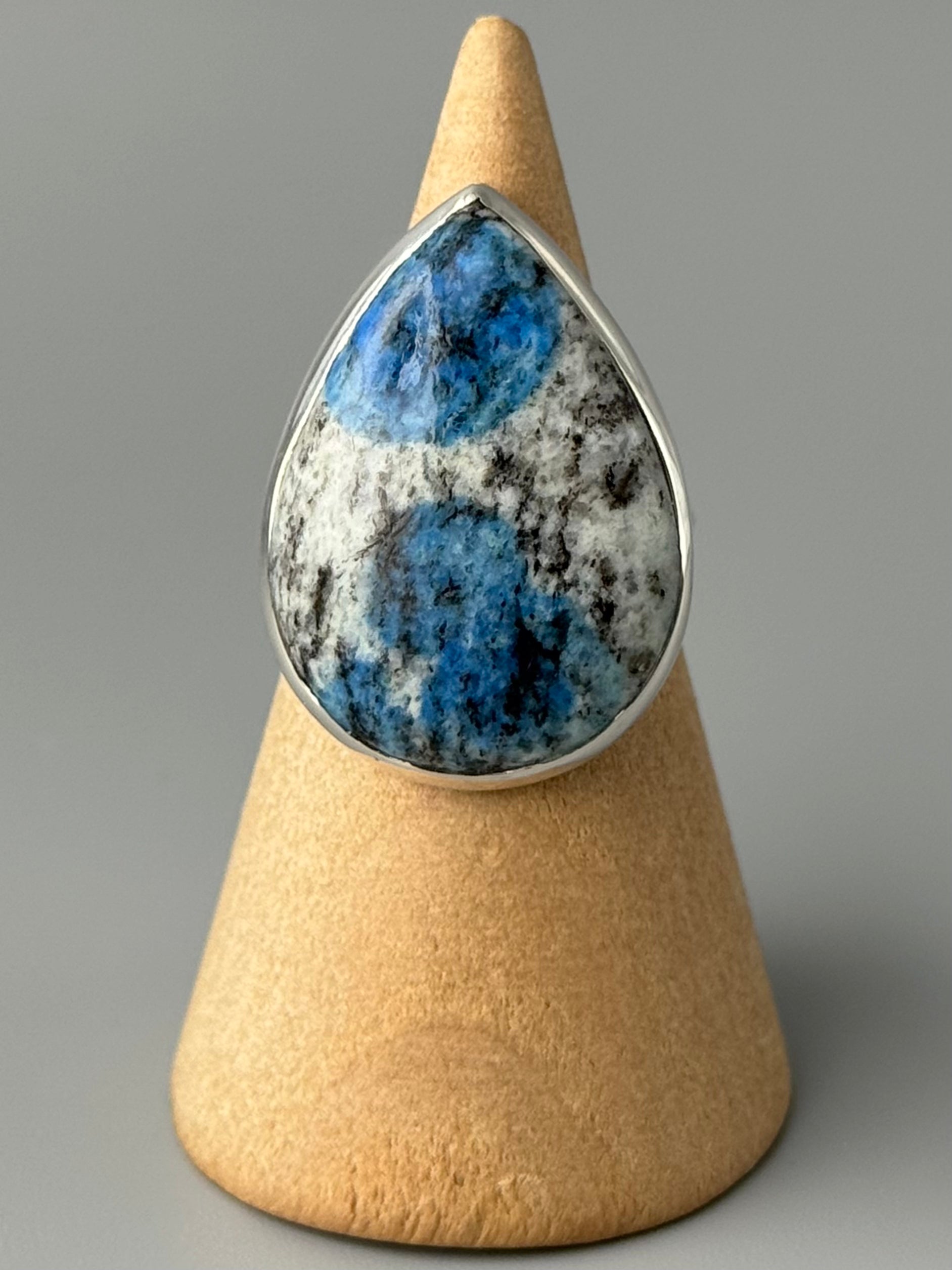 •AZURITE GRANITE - TEAR• simple band silver ring (size 6)