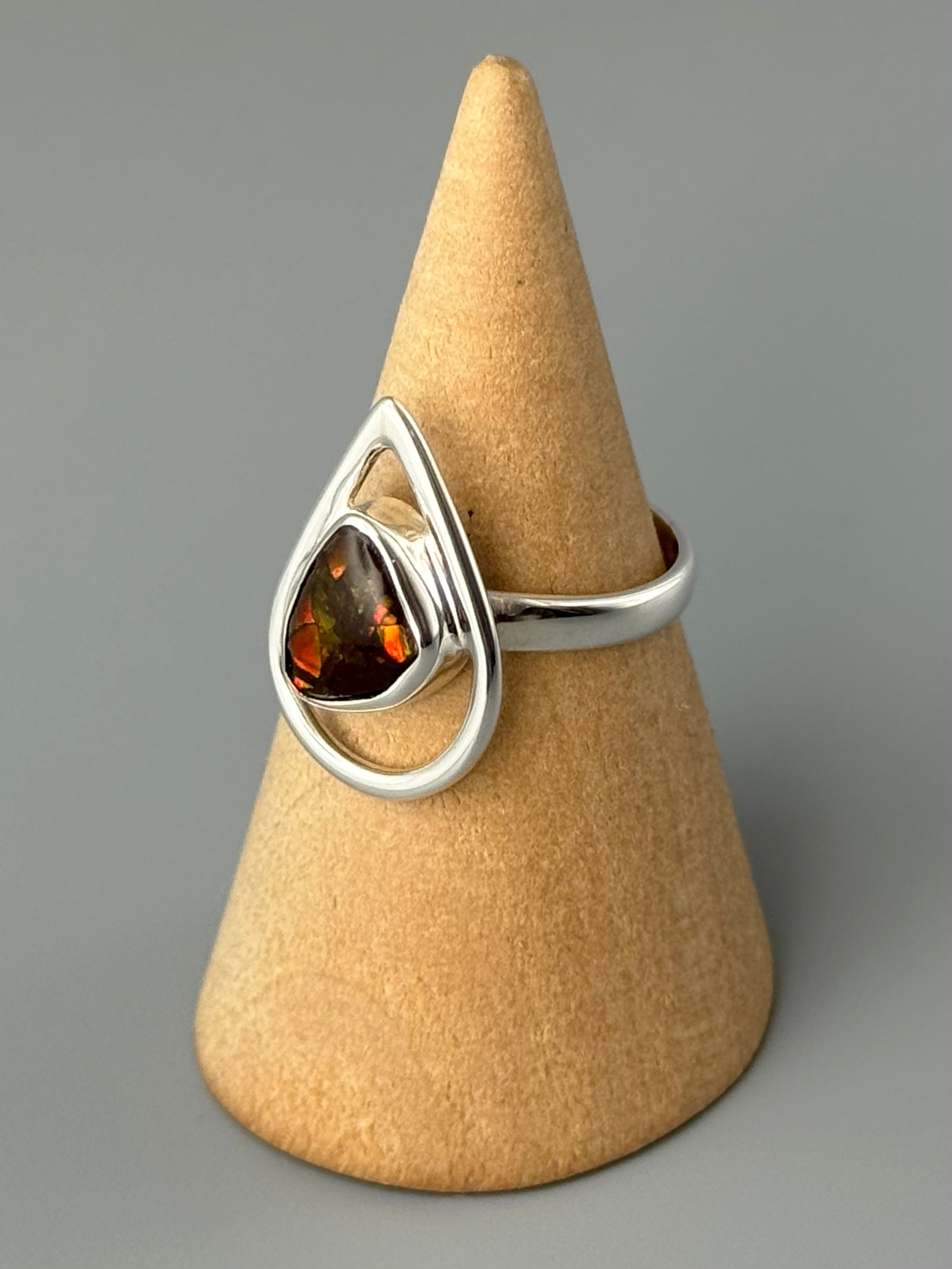 •AMMOLITE - OPEN TEAR 1• silver ring (size 7)