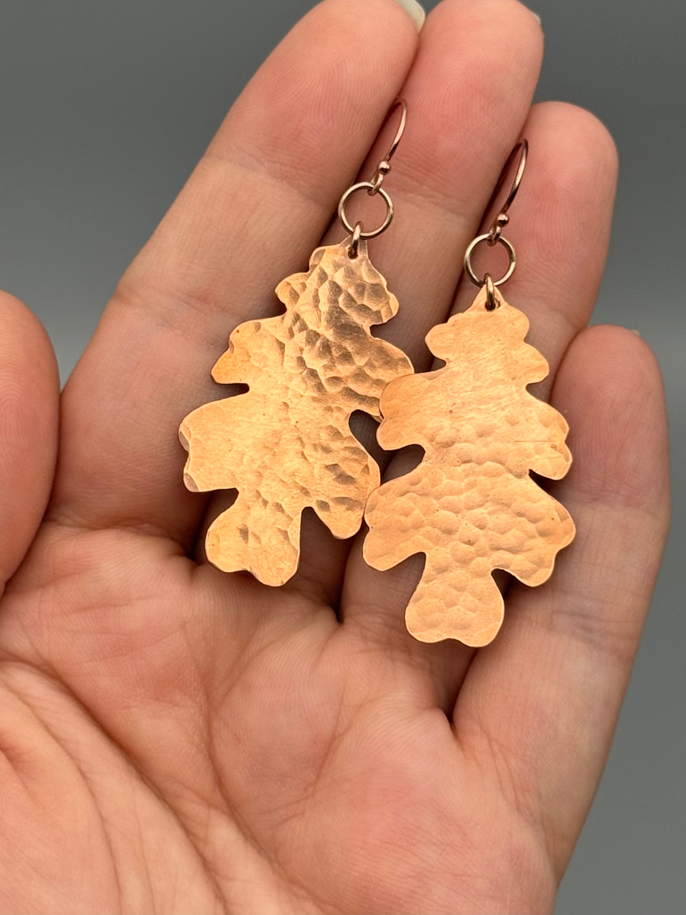 •LIL' OAK• rose gold leaf dangle earrings