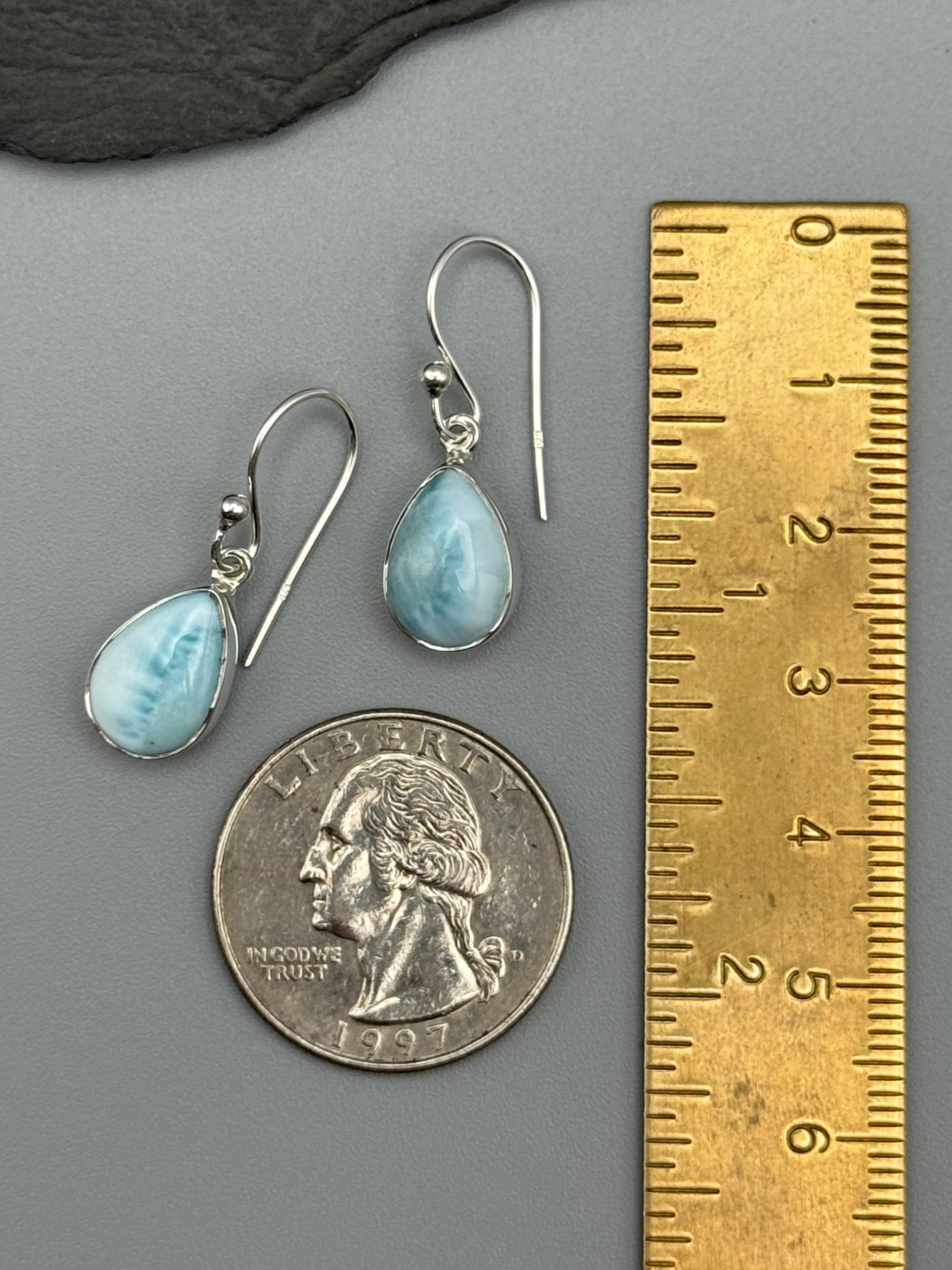 •LARIMAR - TEARDROP• silver dangle earrings