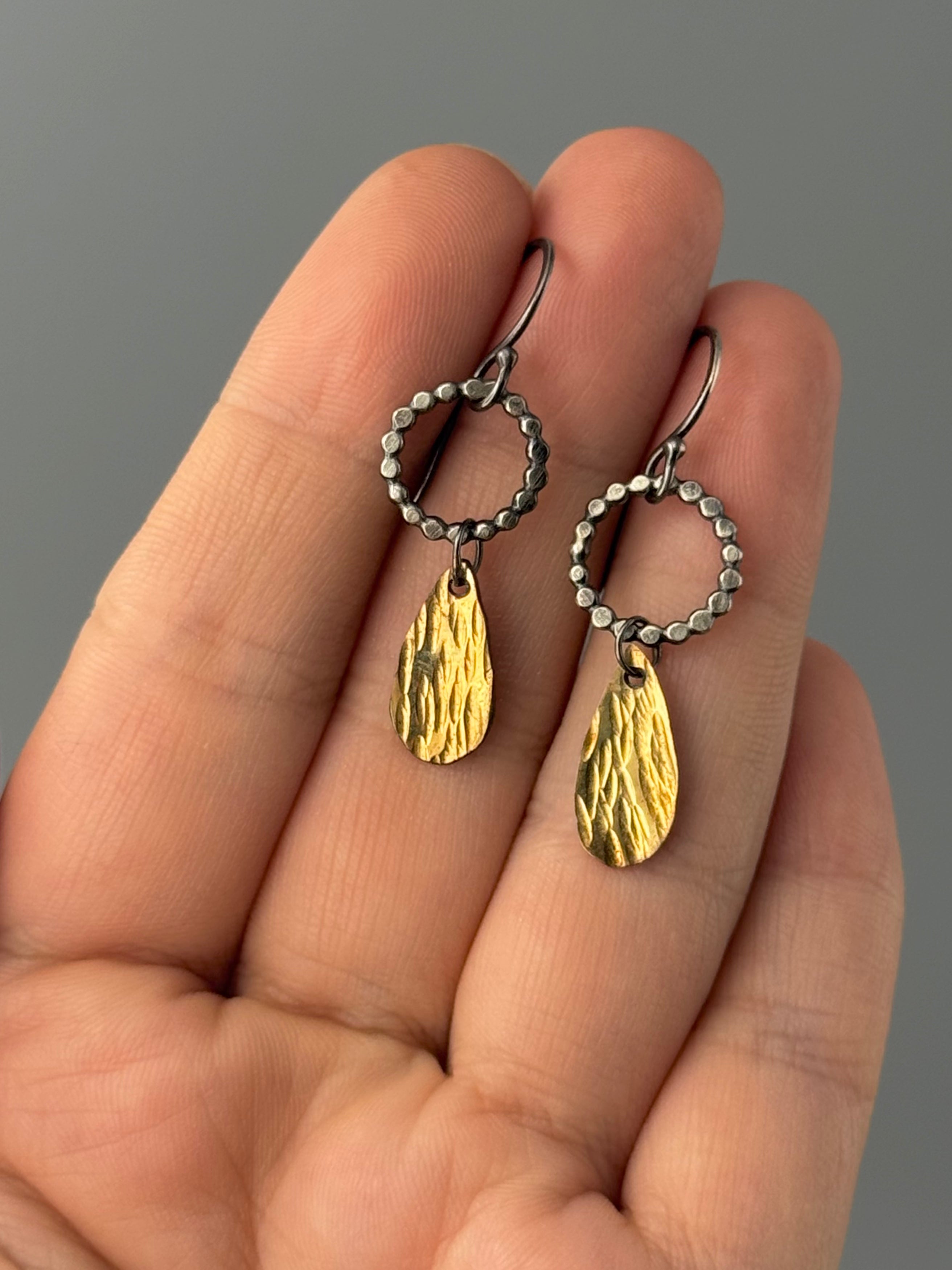 •DROPS• mixed metal dangle earrings