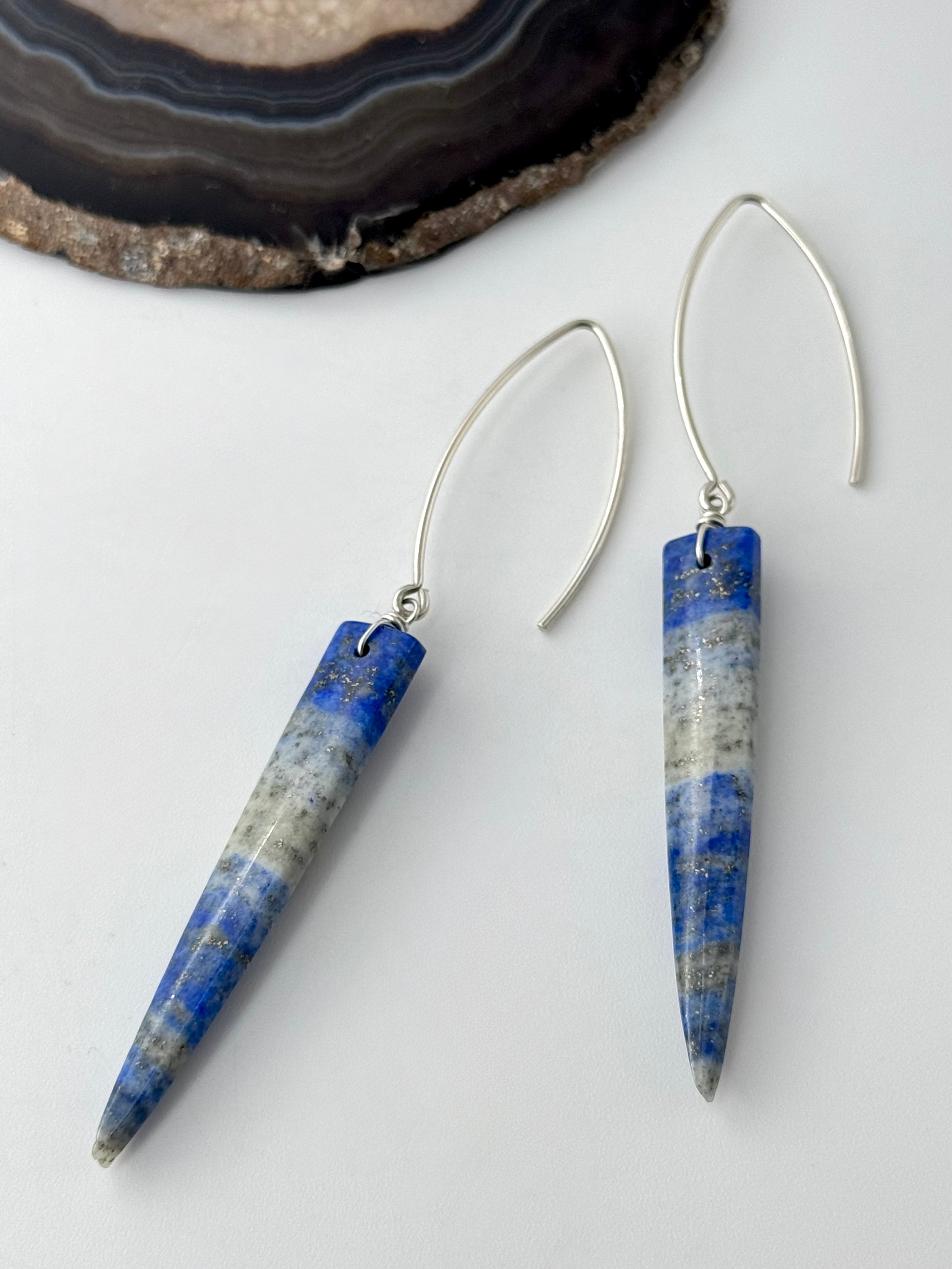 •STRAY• lapis + silver dangle earrings