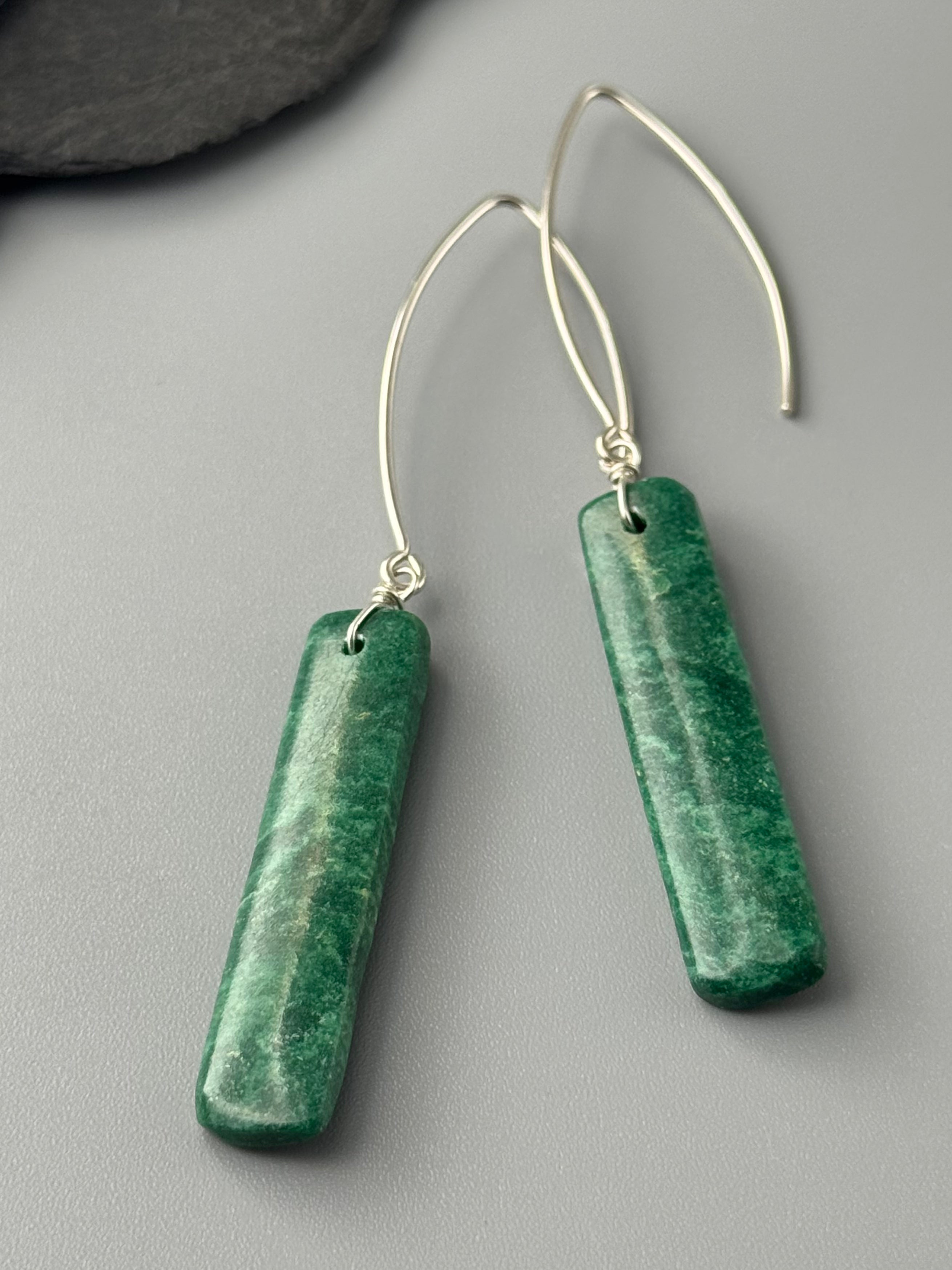 •STRAY• new jade + silver earrings