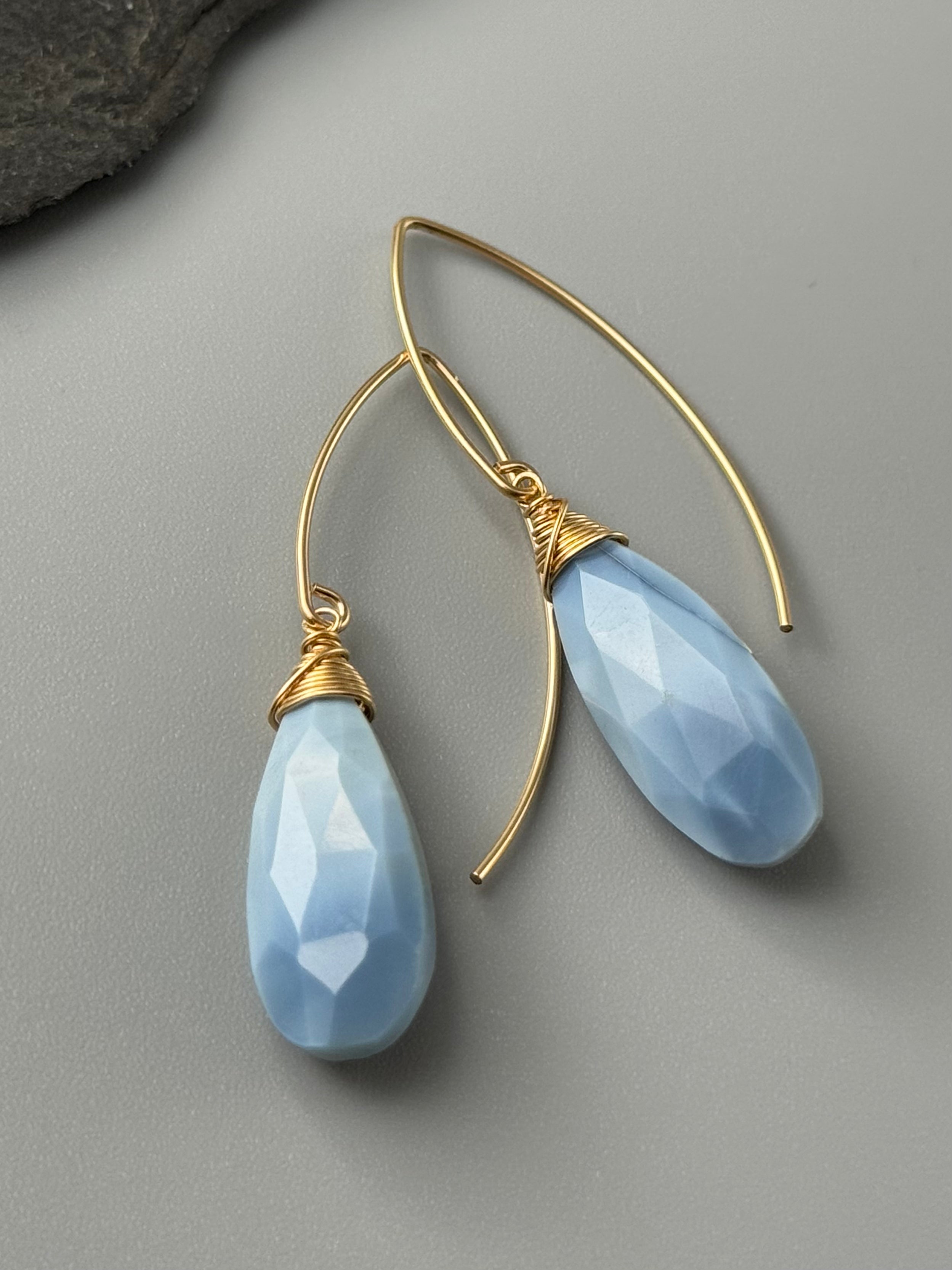 •STRAY• blue opal + gold earrings