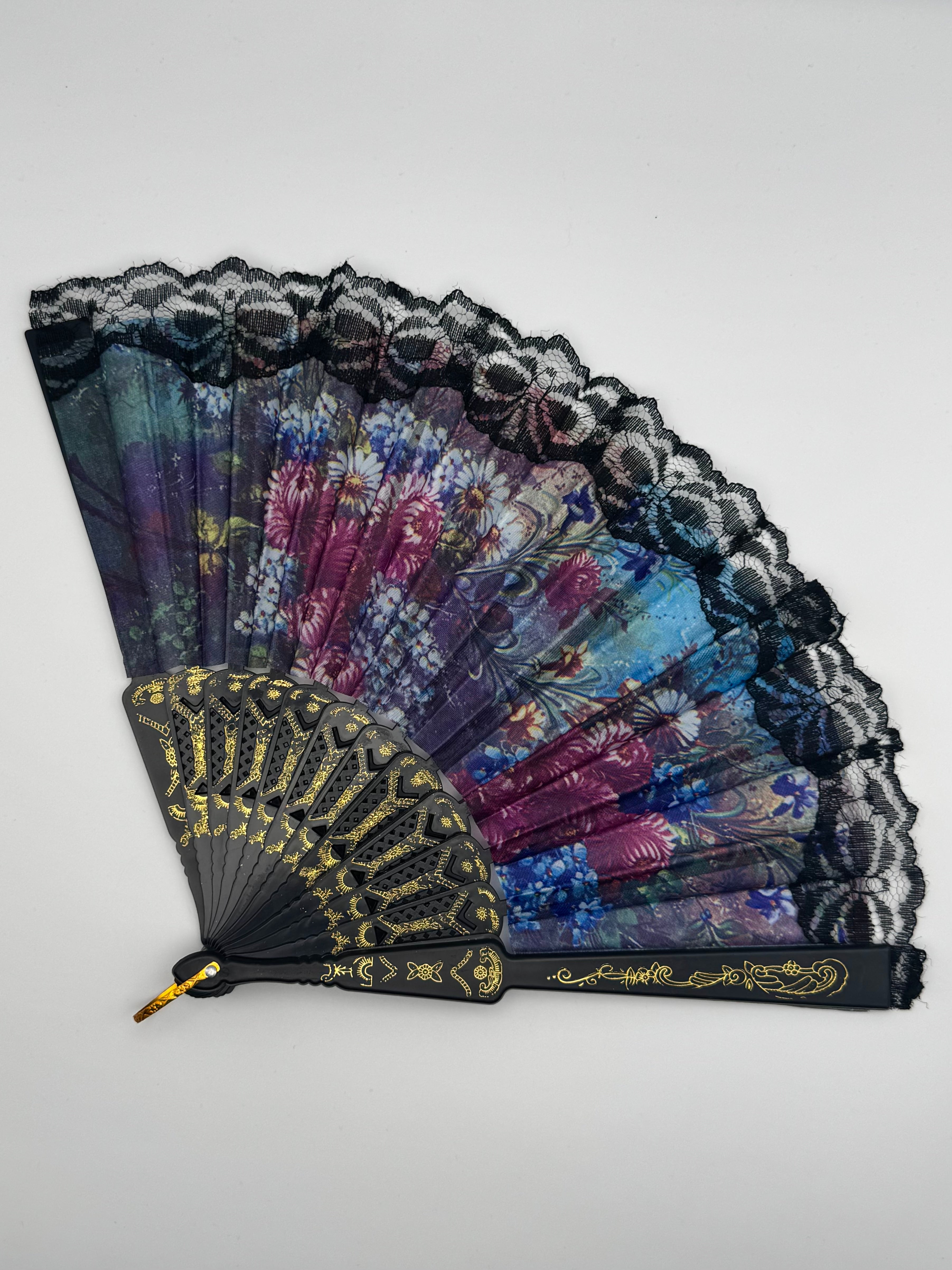 •LOVETT• goth lace floral folding fan