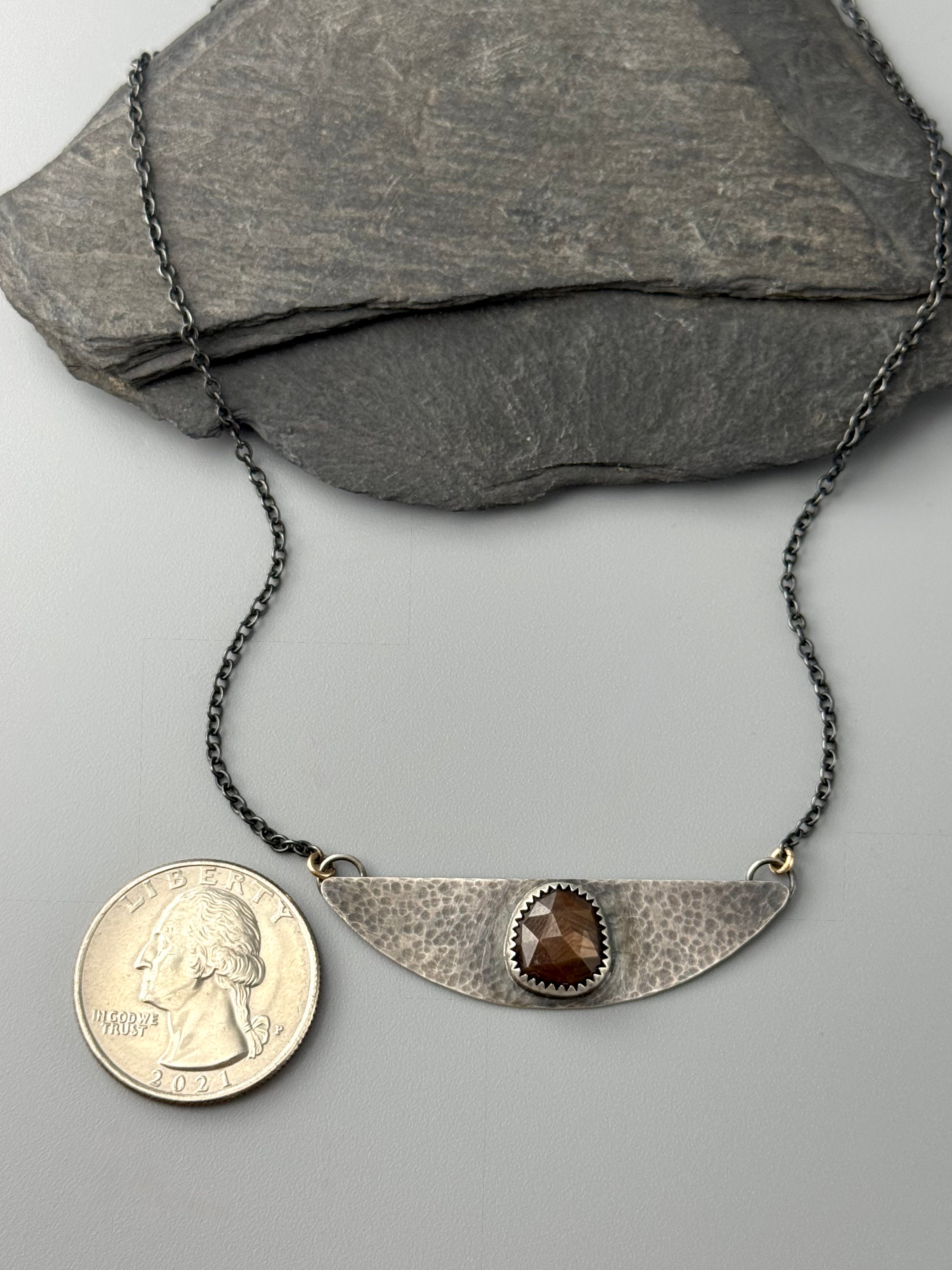 •CHOCOLATE SAPPHIRE• mixed metal necklace (16" - 18" long)