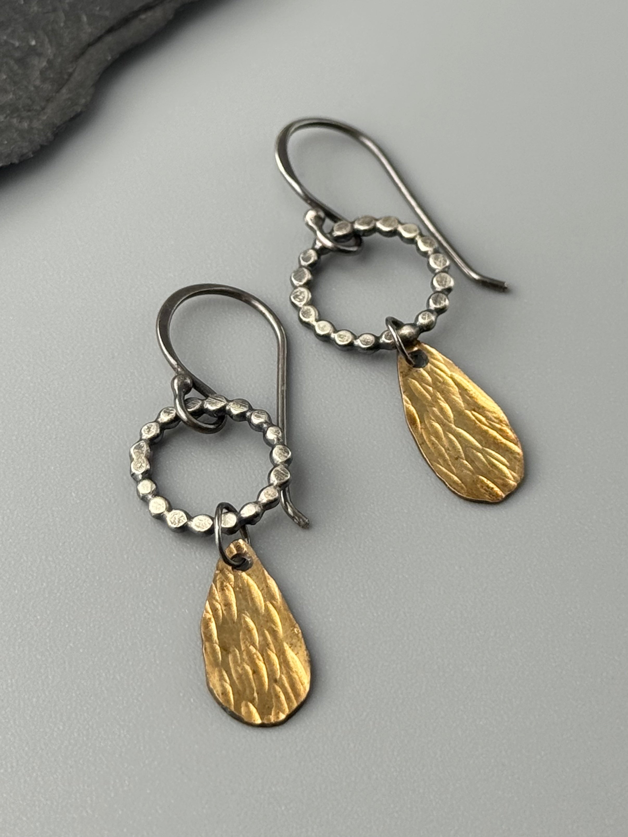 •DROPS• mixed metal dangle earrings