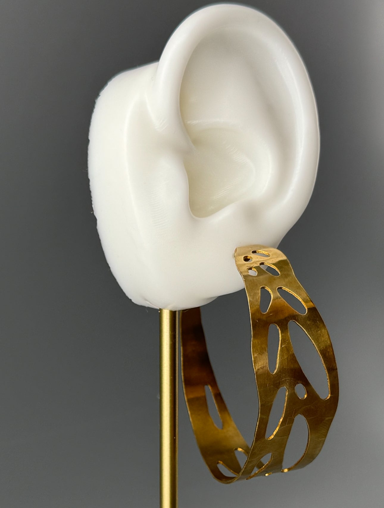 •XL MONSTERA HOOPS• brass + silver post earrings