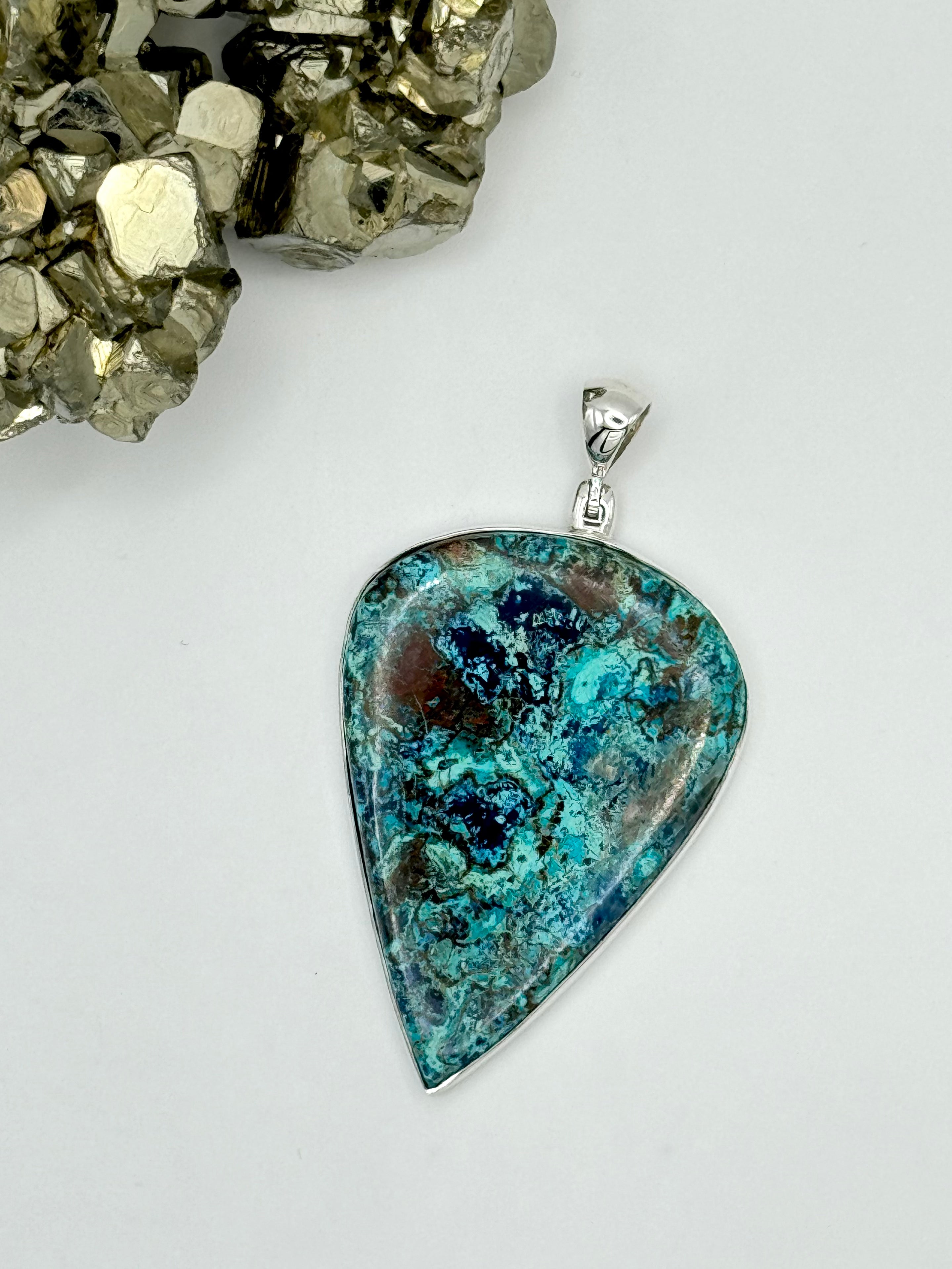 •SHATTUCKITE SPEAR TEAR - 3• sterling silver pendant