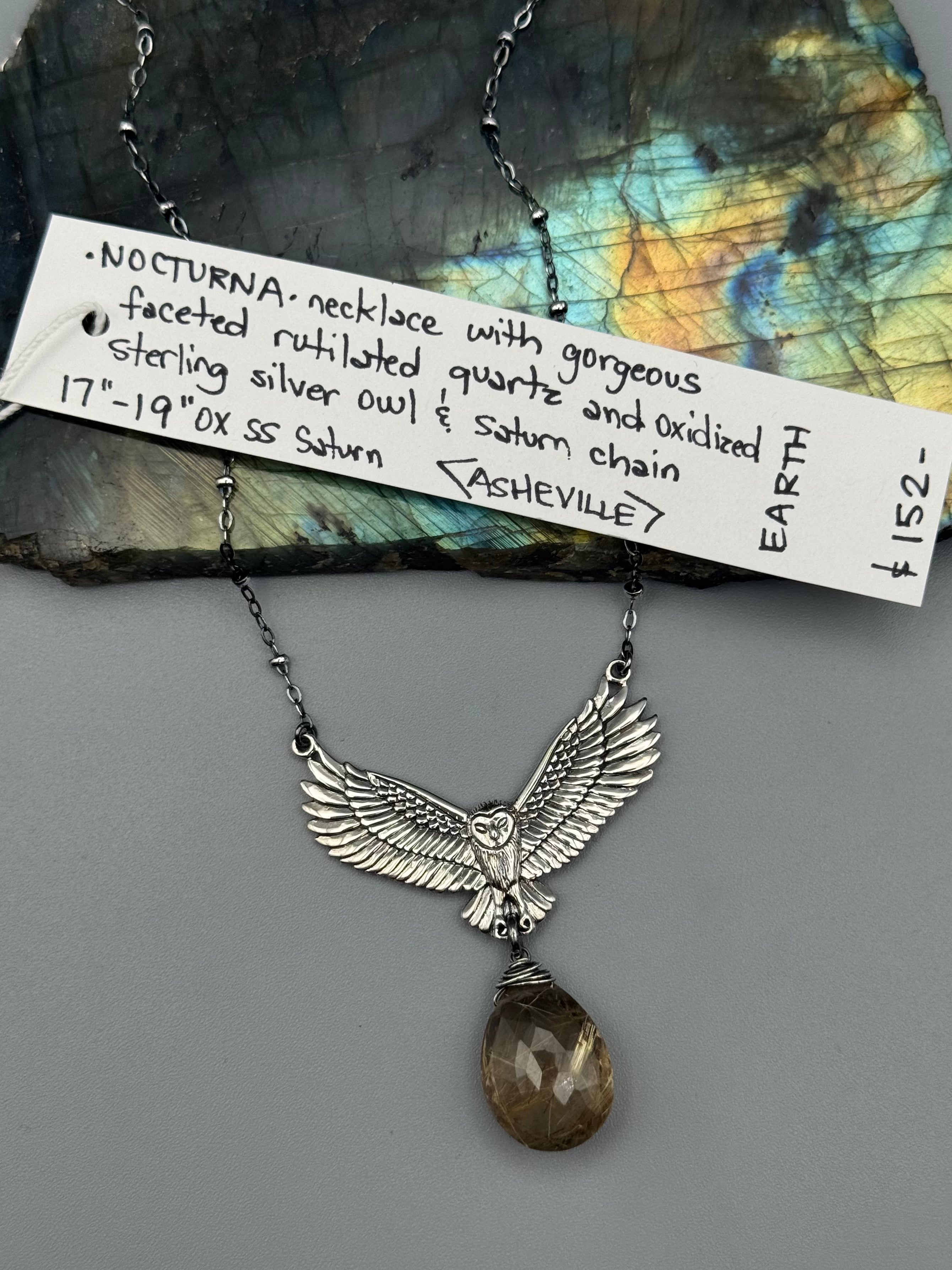 •NOCTURNA• rutilated quartz + silver necklace (17"-19" long)