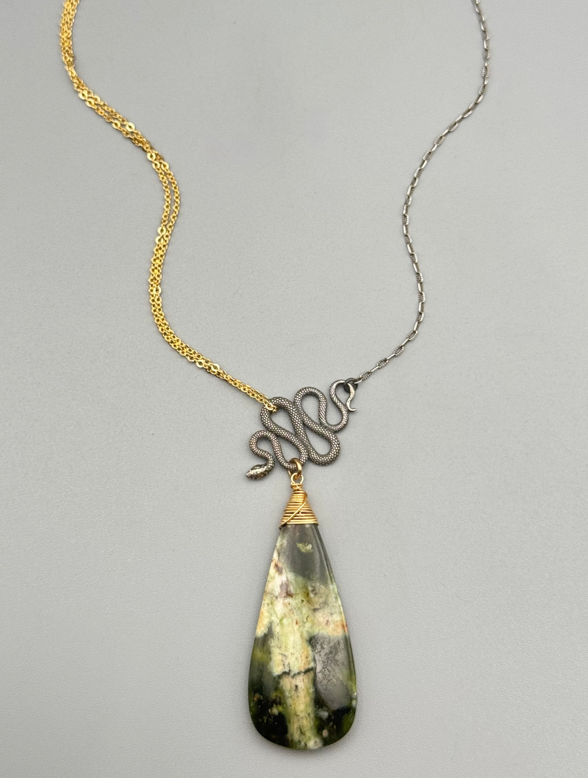 •NĀGA• chrome chalcedony + mixed metal necklace (18"-20" long)