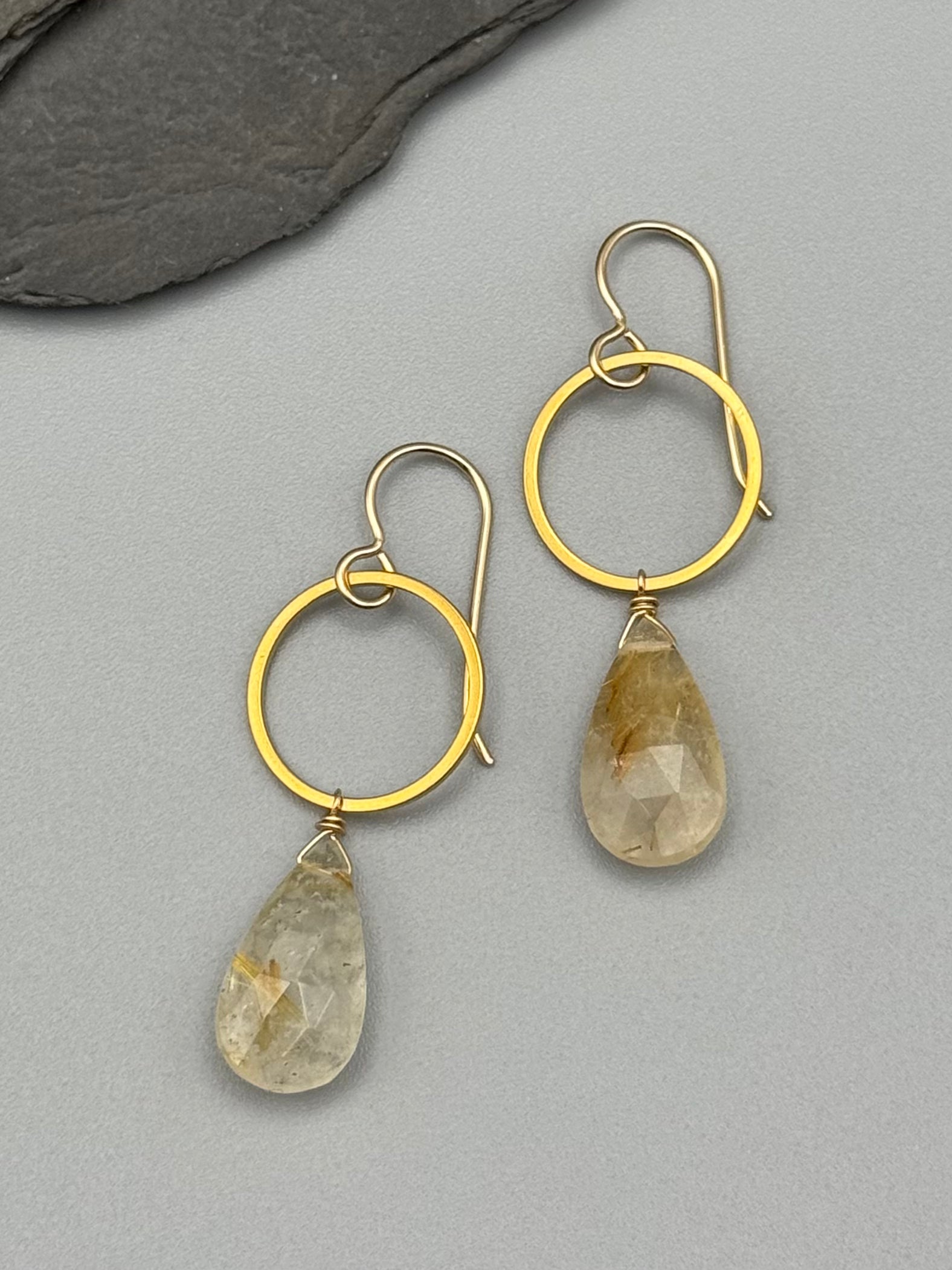 •LUNA• rutilated quartz + gold earrings
