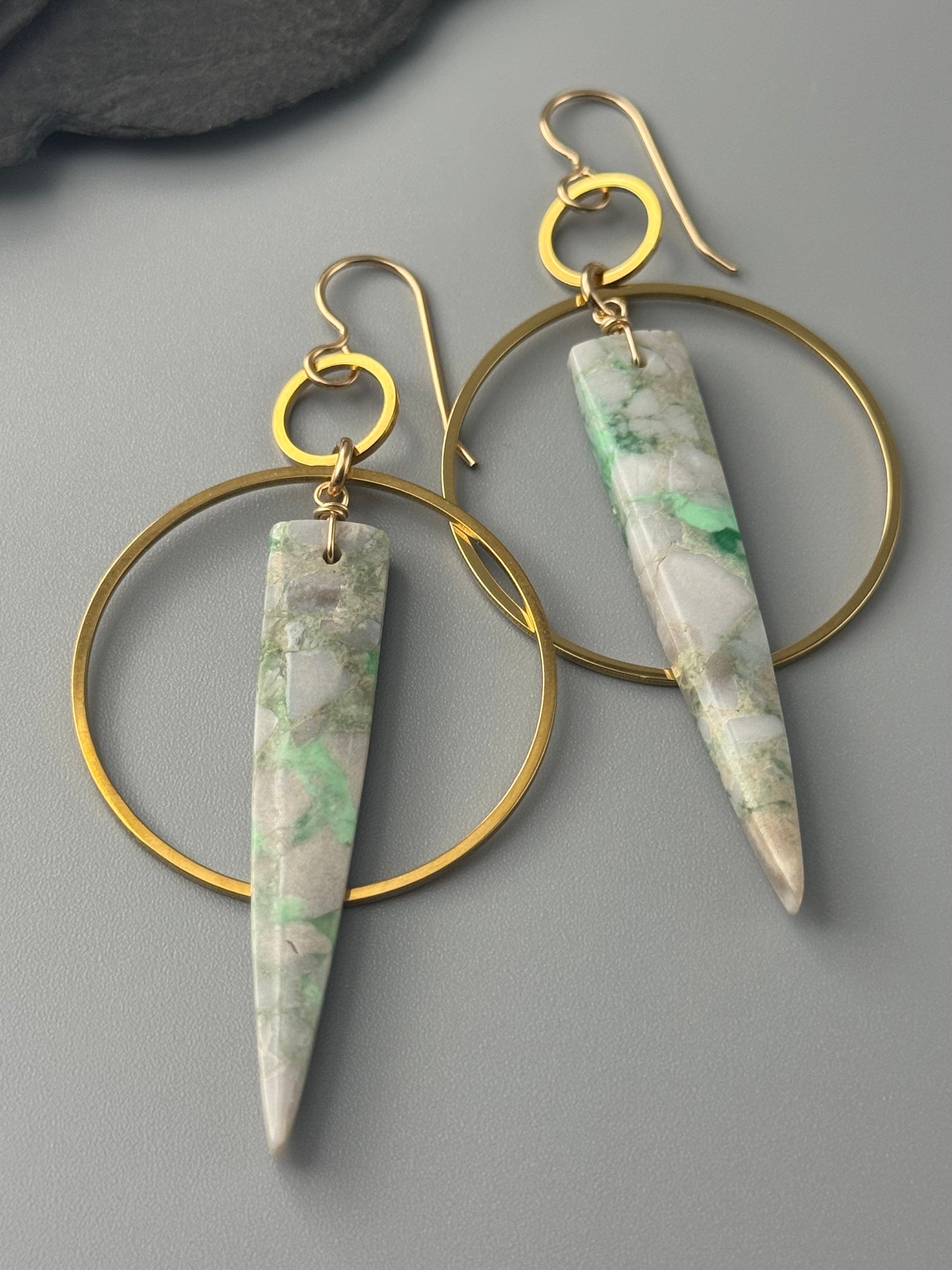 •EQUA-ORBIT• utah variscite + gold earrings
