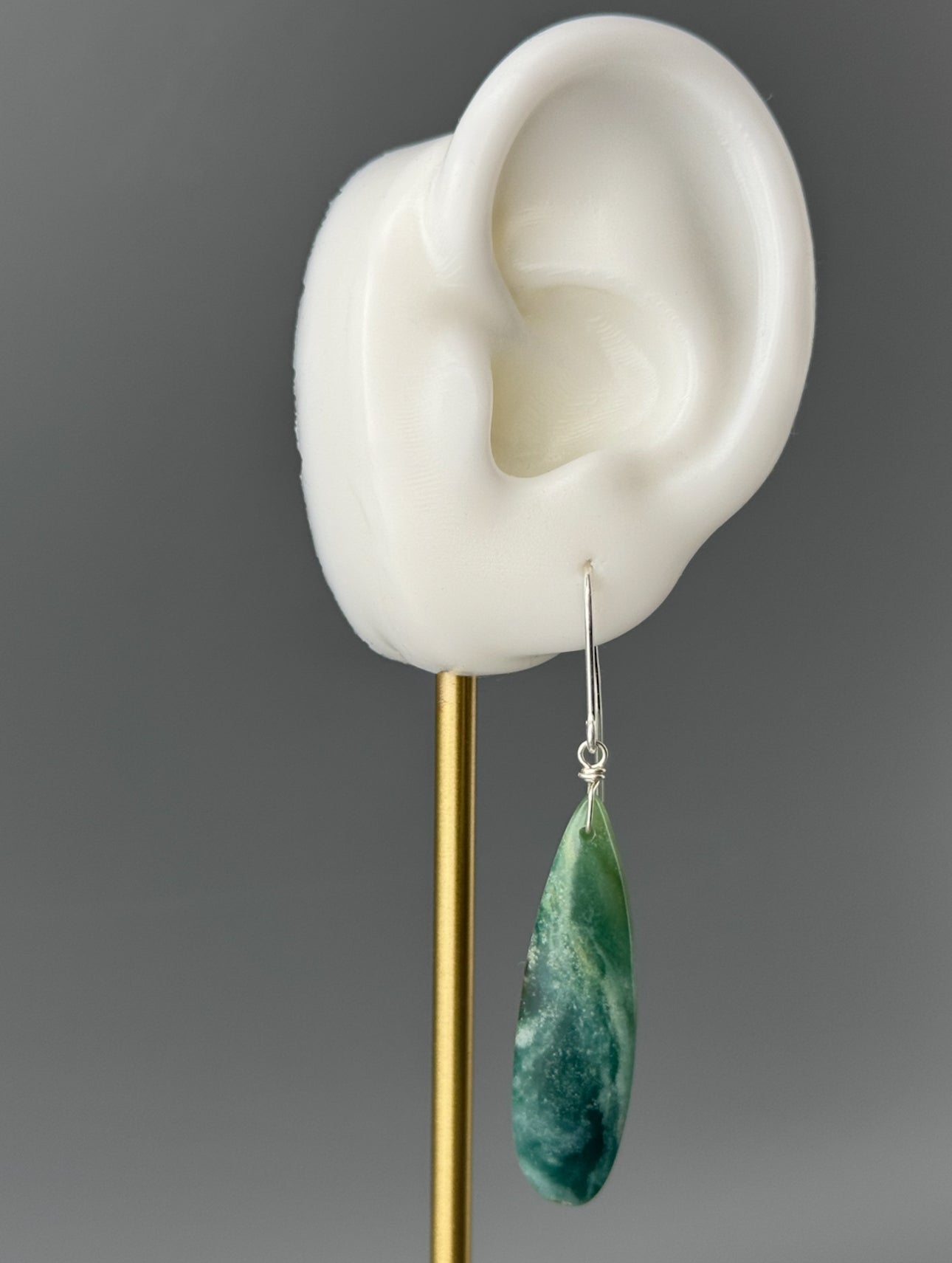 •STRAY• green mountain jade + silver earrings