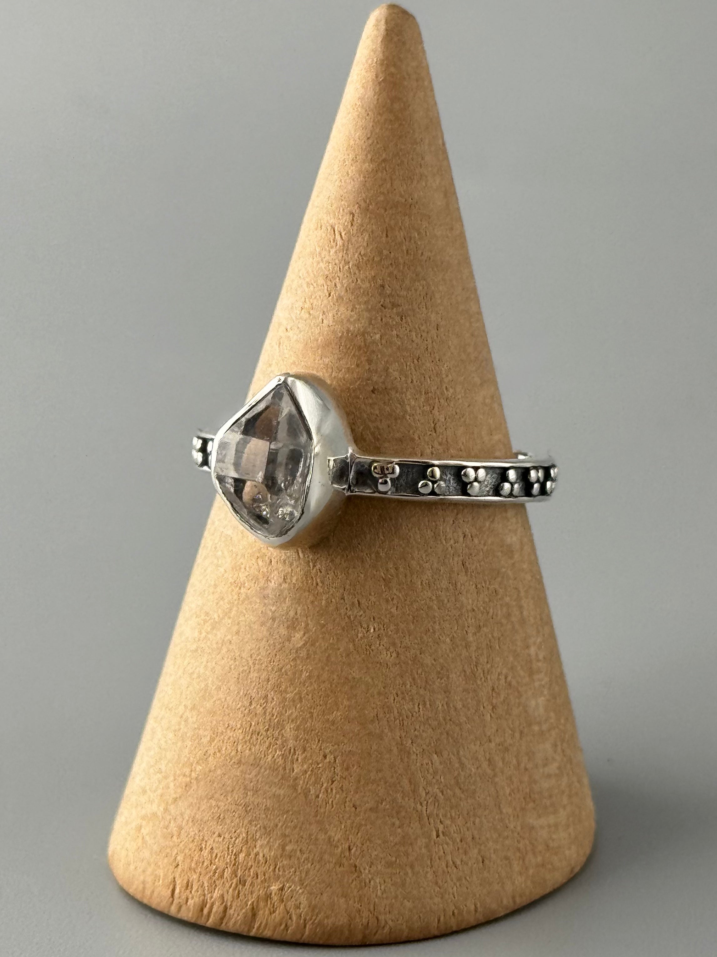 •HERKIMER DIAMOND• elemental dot silver ring (various sizes)