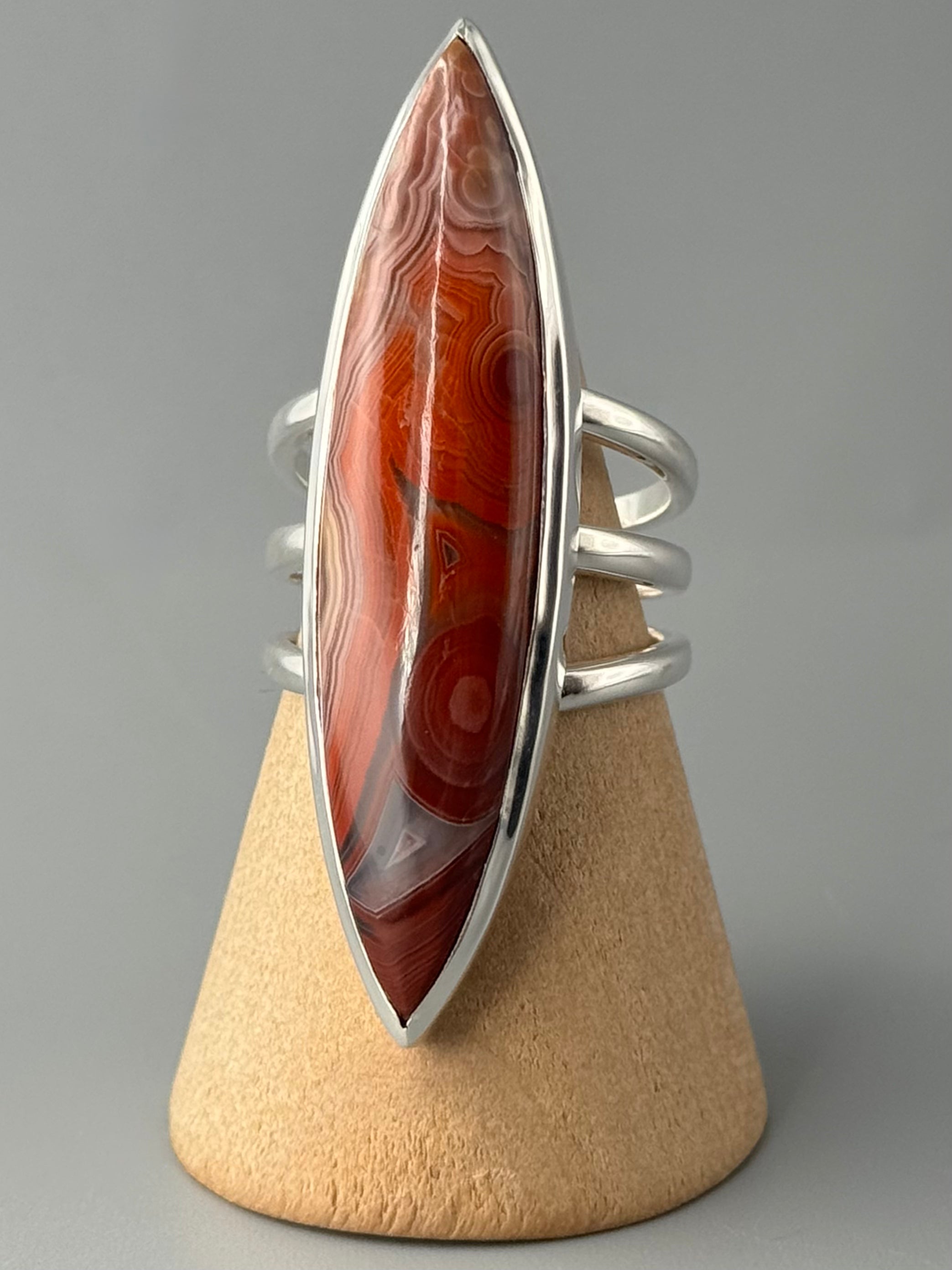 •CRAZY LACE AGATE - DEEP MARQUISE• sterling silver ring (various sizes)
