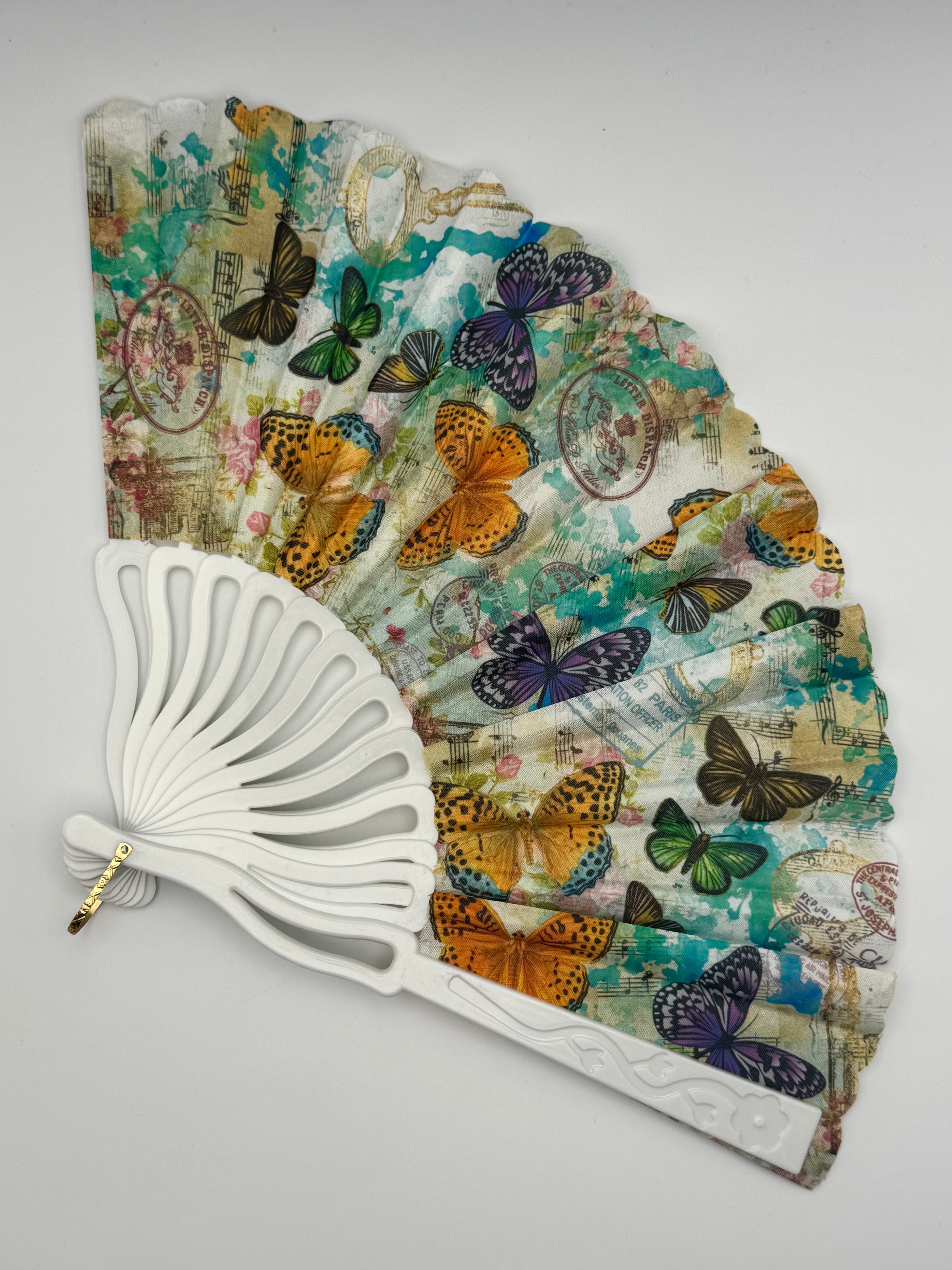 •VIOLET• butterfly floral folding fan