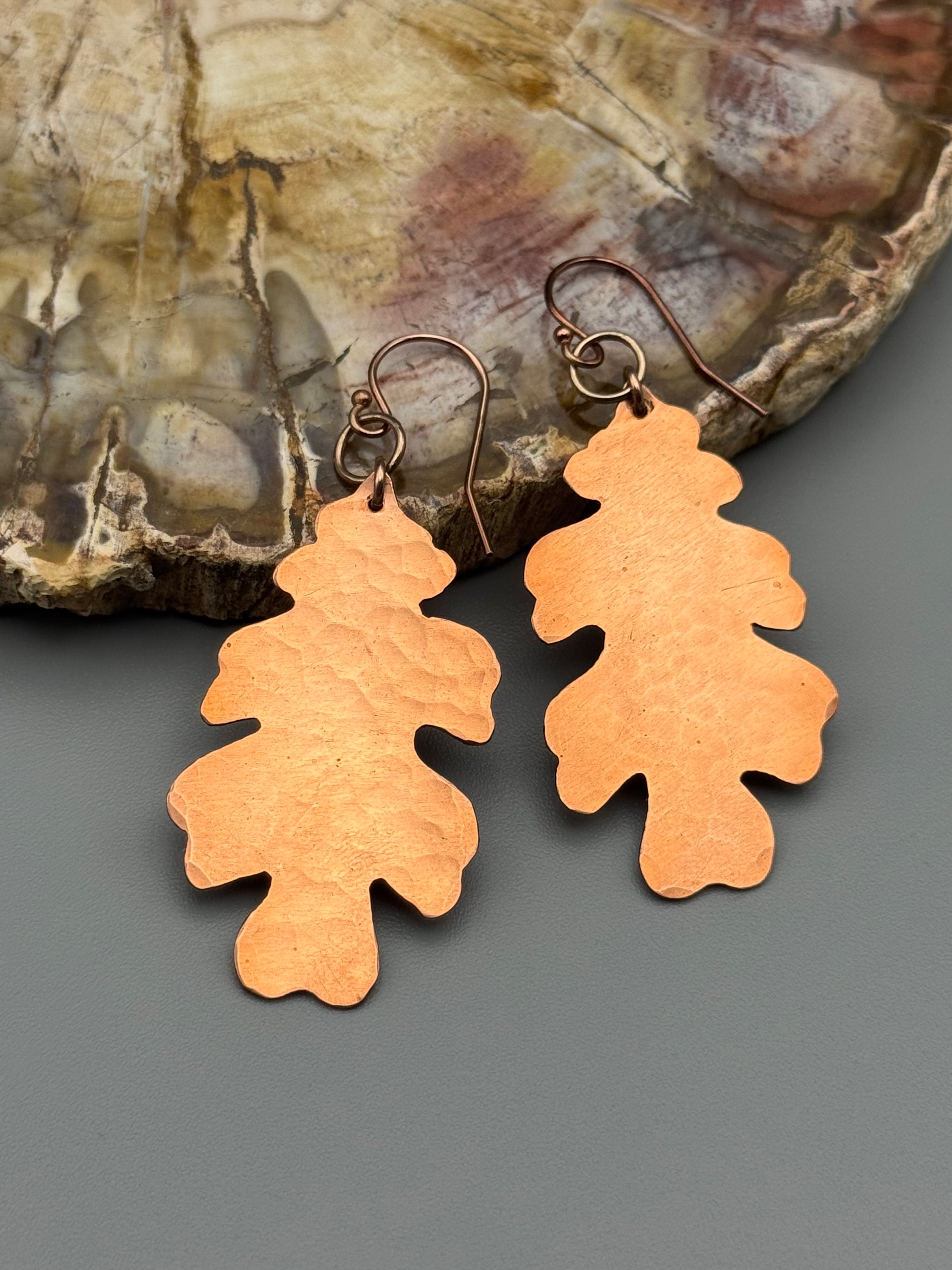•LIL' OAK• rose gold leaf dangle earrings