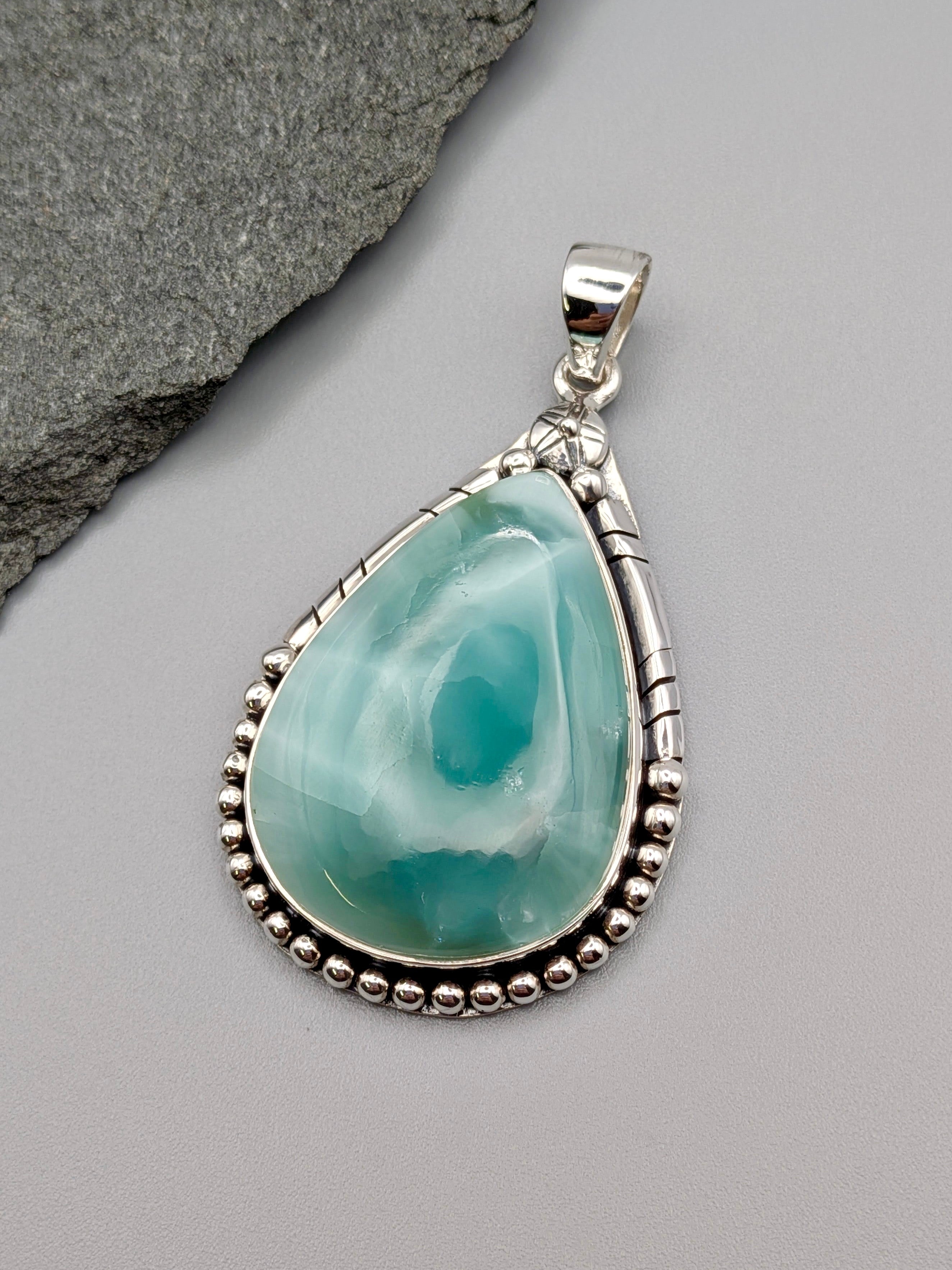 •HEMIMORPHITE TEAR - CANYON 3• sterling silver pendant