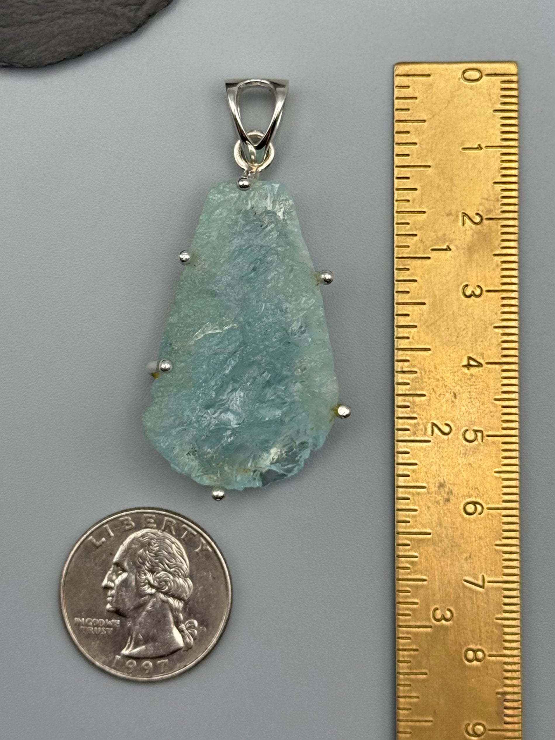 •AQUAMARINE - ORGANIC TEARDROP• sterling silver pendant