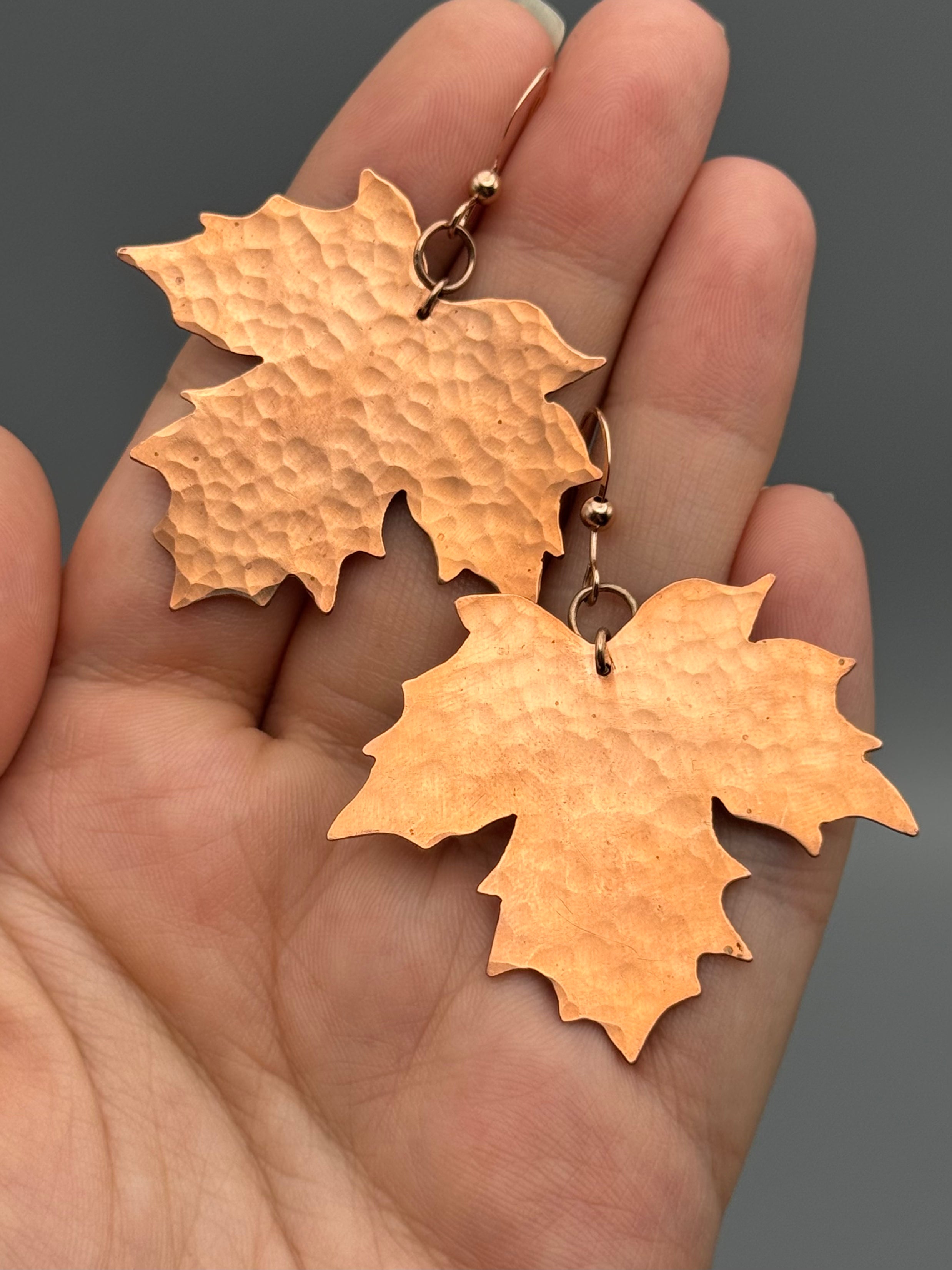•MAPLE• rose gold leaf dangle earrings