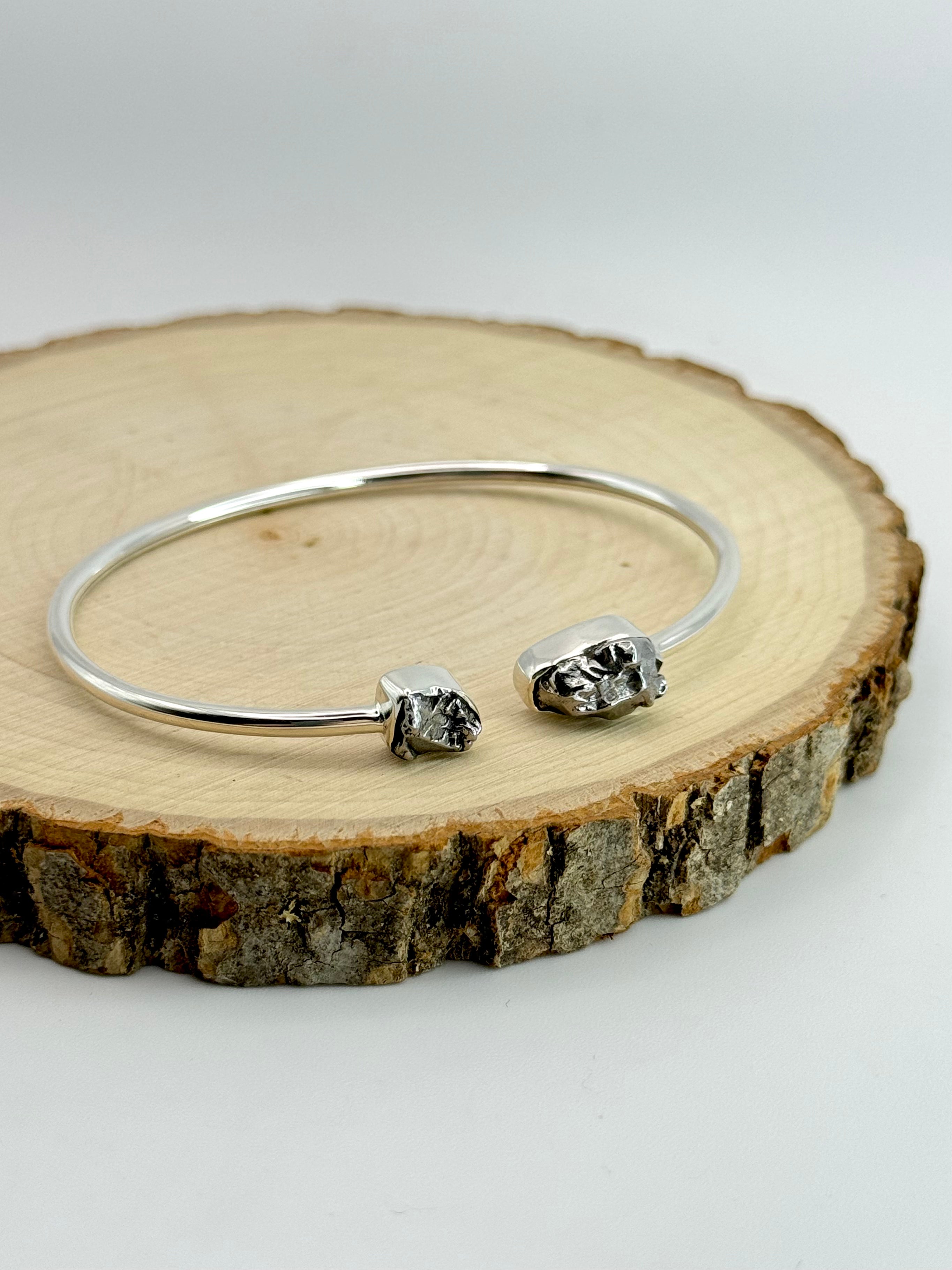 •ORGANIC FREEFORMS• meteorite + silver twist-on cuff bracelet