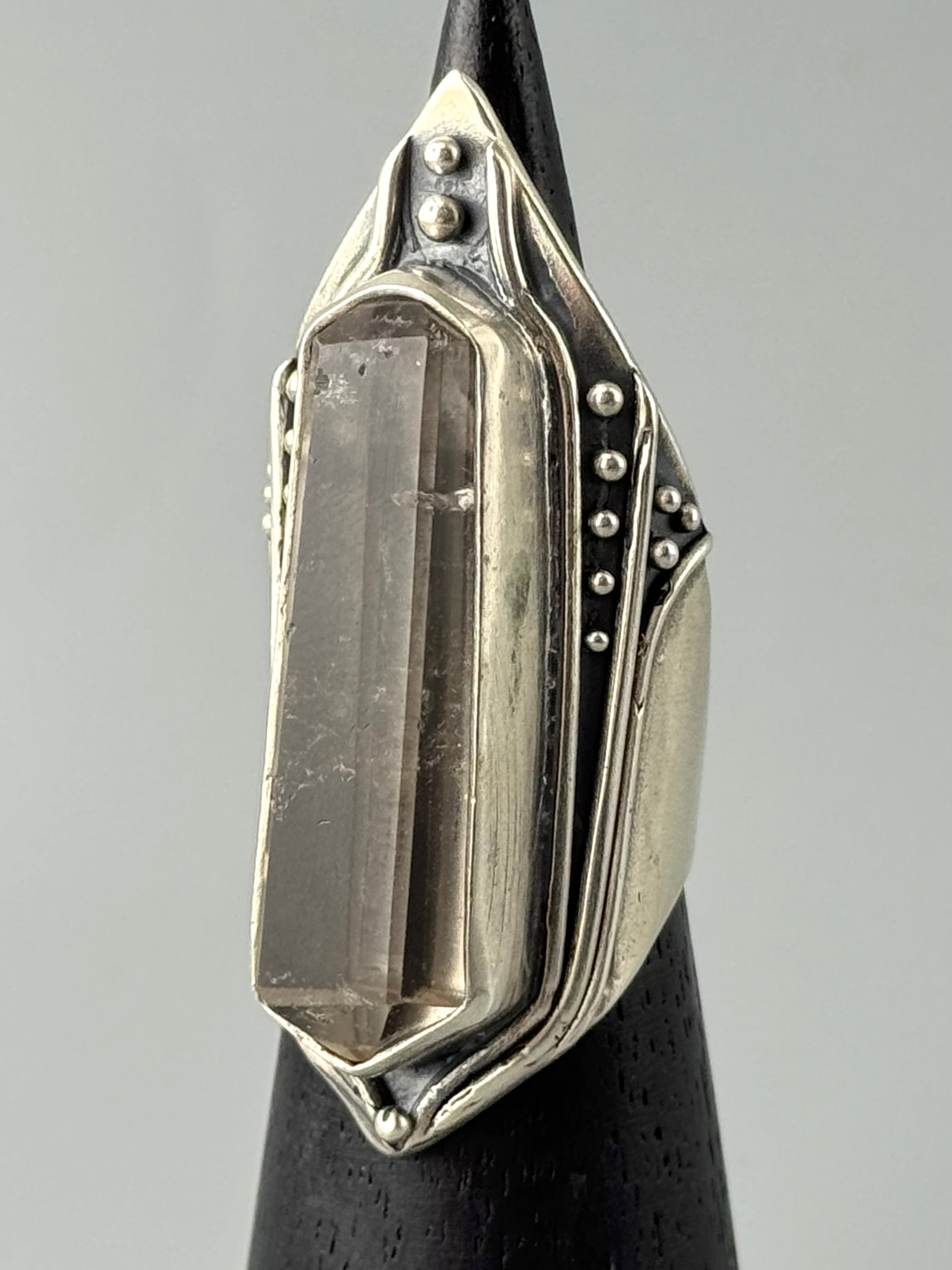 •GUINEVERE• smoky quartz + silver ring (size 9.5)