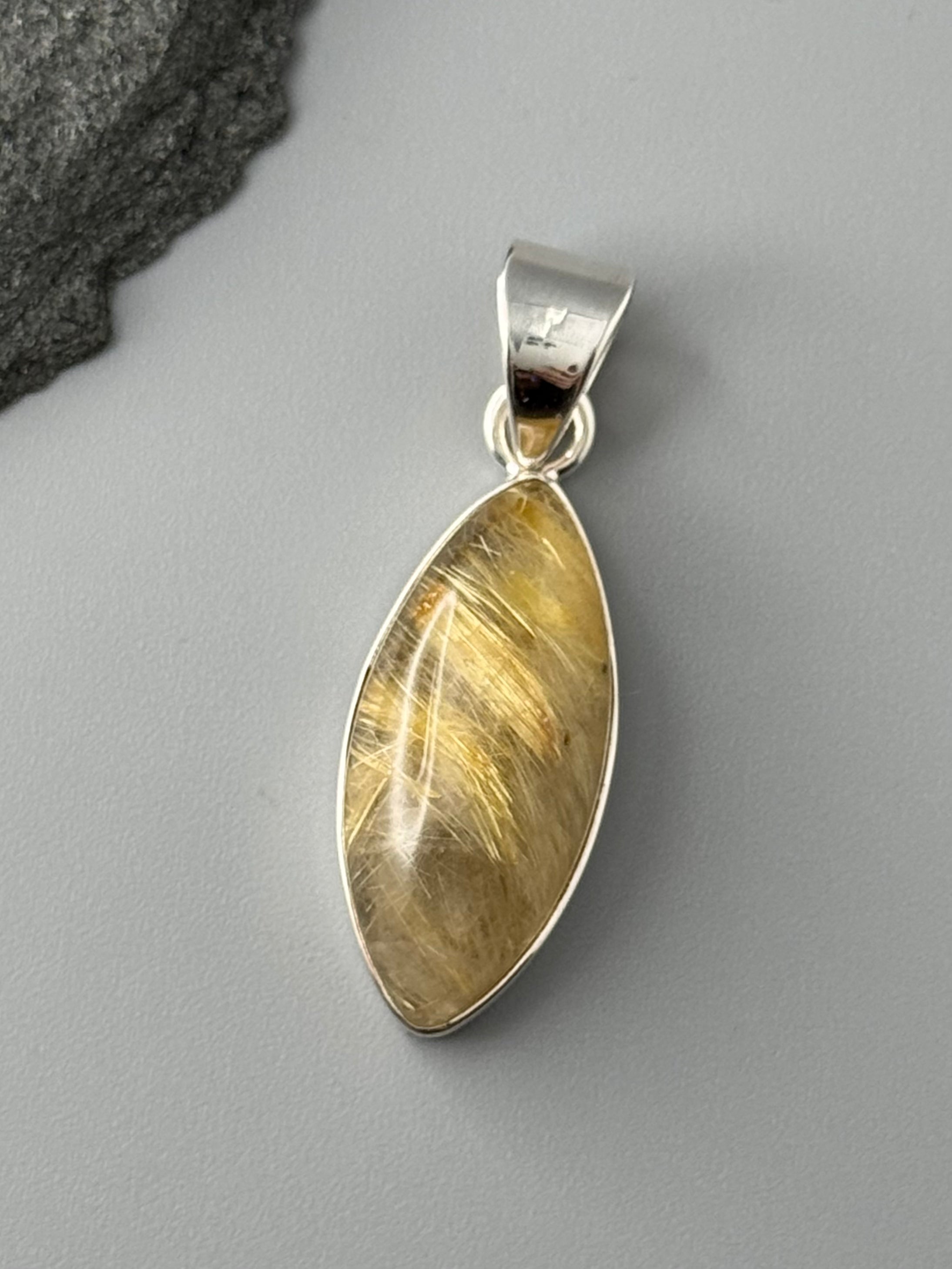 •RUTILATED QUARTZ - MEDIUM MARQUISE• sterling silver pendant