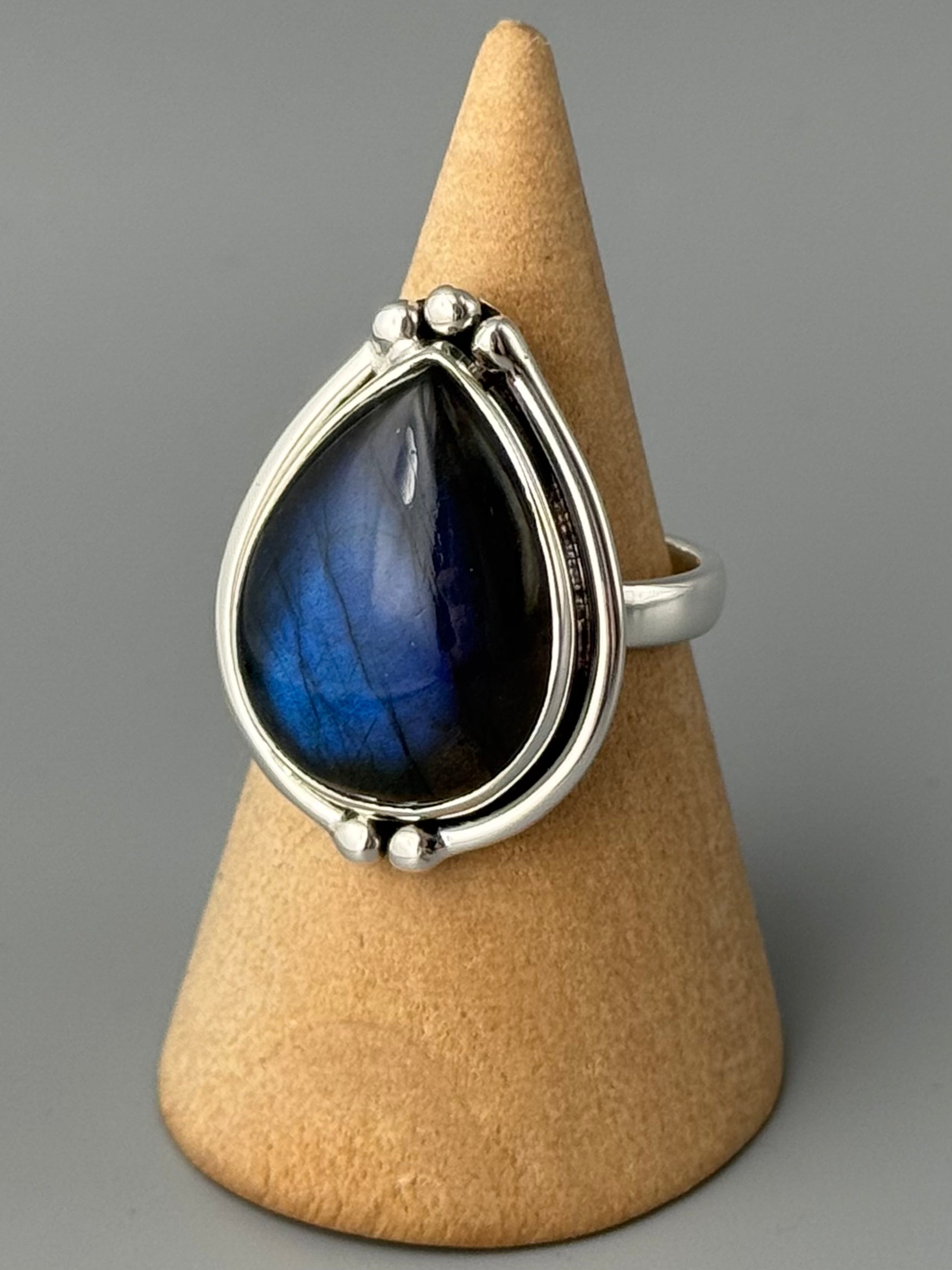 •LABRADORITE - LOOKING GLASS• double bezel silver ring (various sizes)