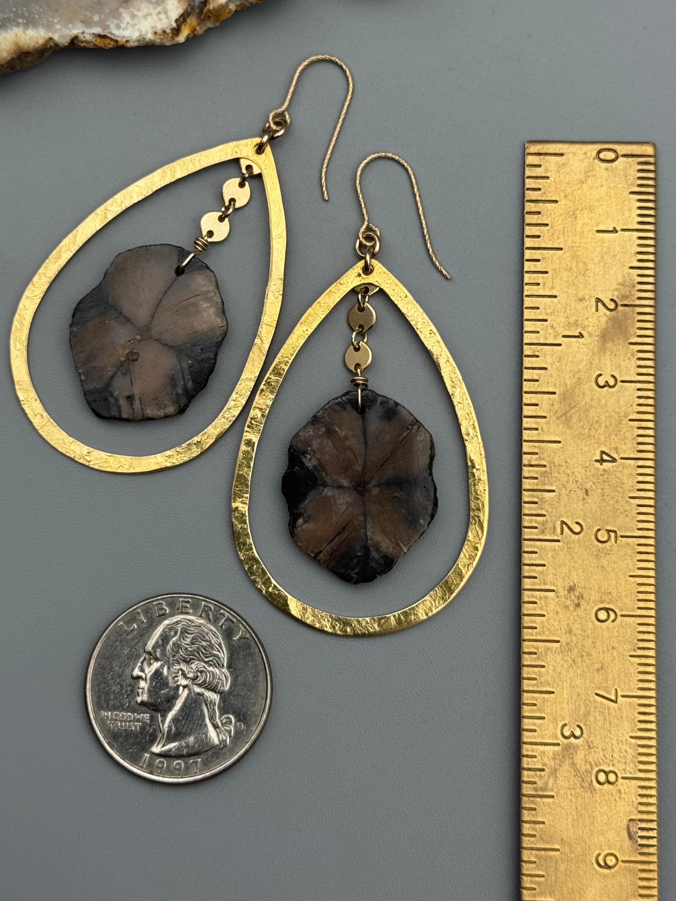 •DRIP DROP• chiastolite + gold earrings