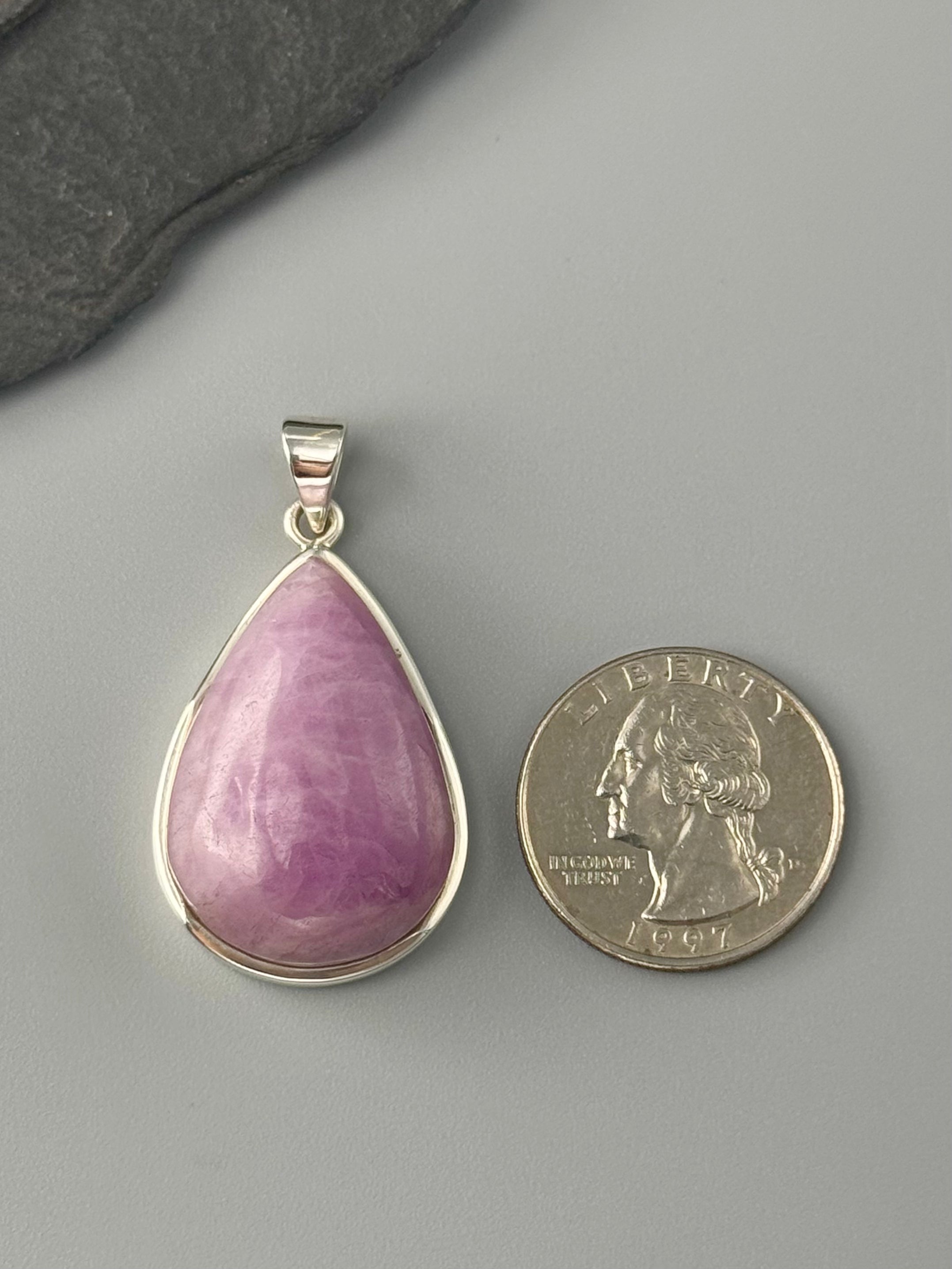 •KUNZITE TEARDROP - SCALLOPED• sterling silver pendant
