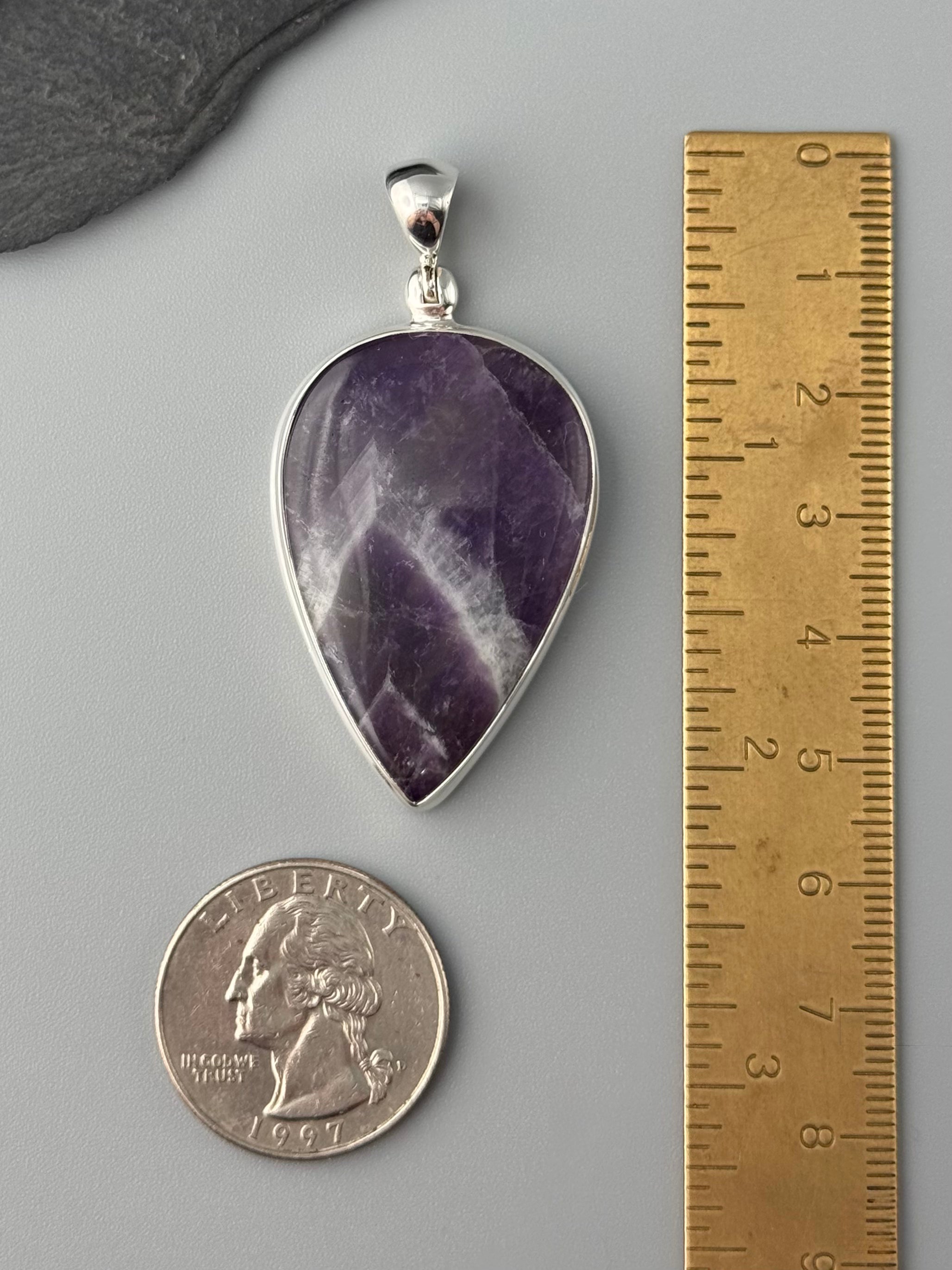 •CHEVRON AMETHYST - SPEAR TEAR• sterling silver pendant