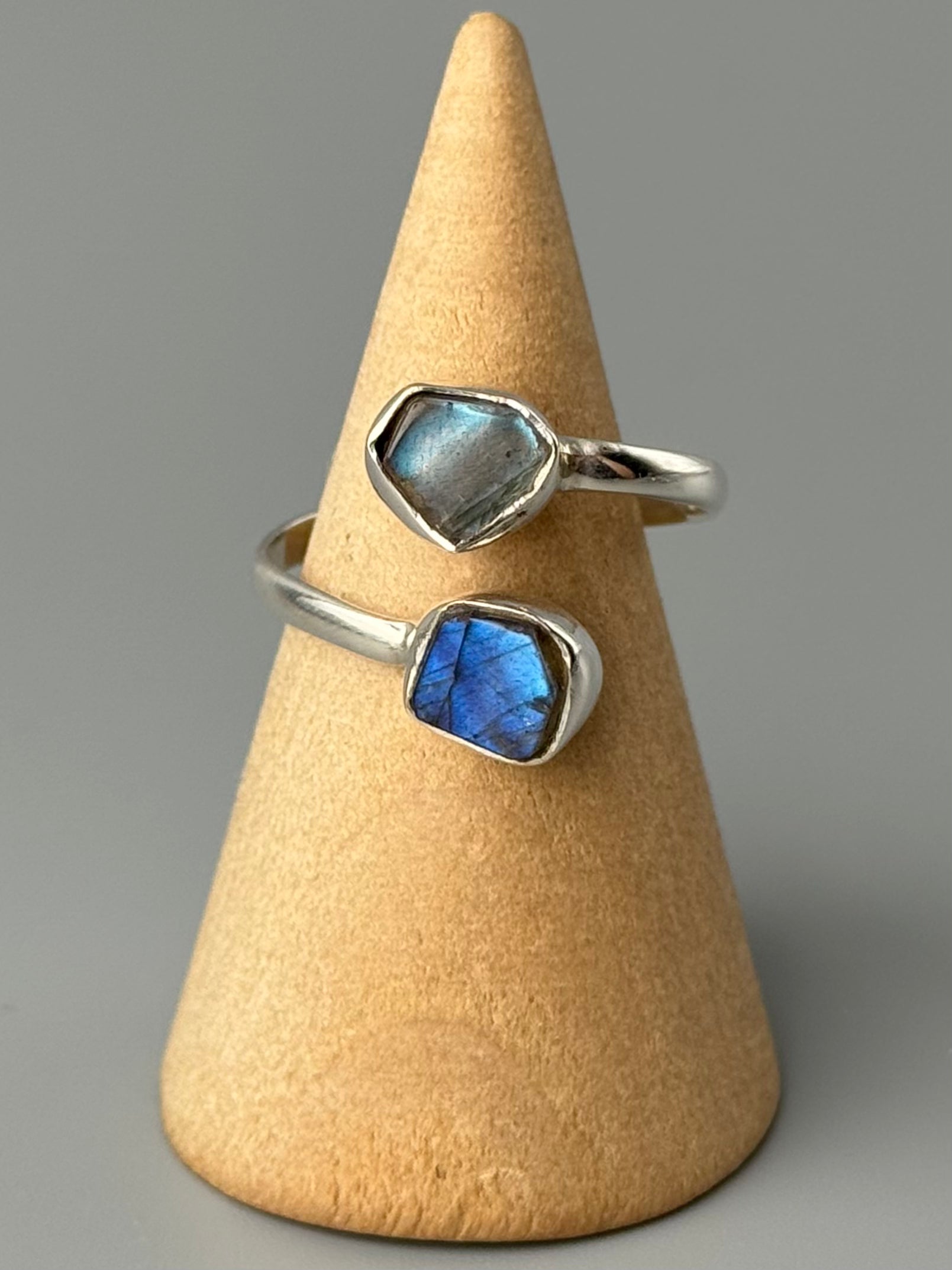 •LABRADORITE - LIL' FREEFORMS• adjustable silver ring (various sizes)