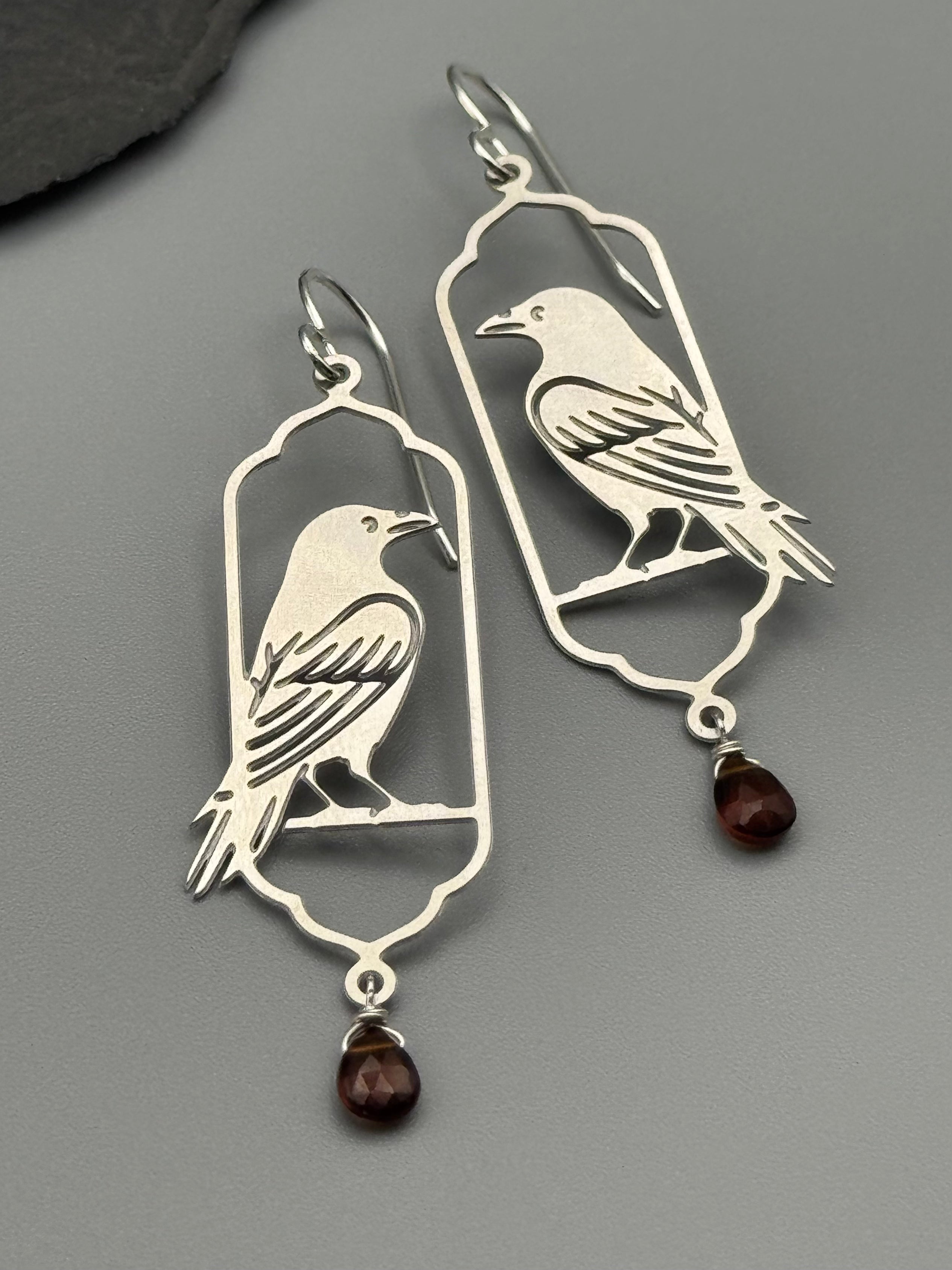 •NEVERMORE• hessonite garnet + silver earrings