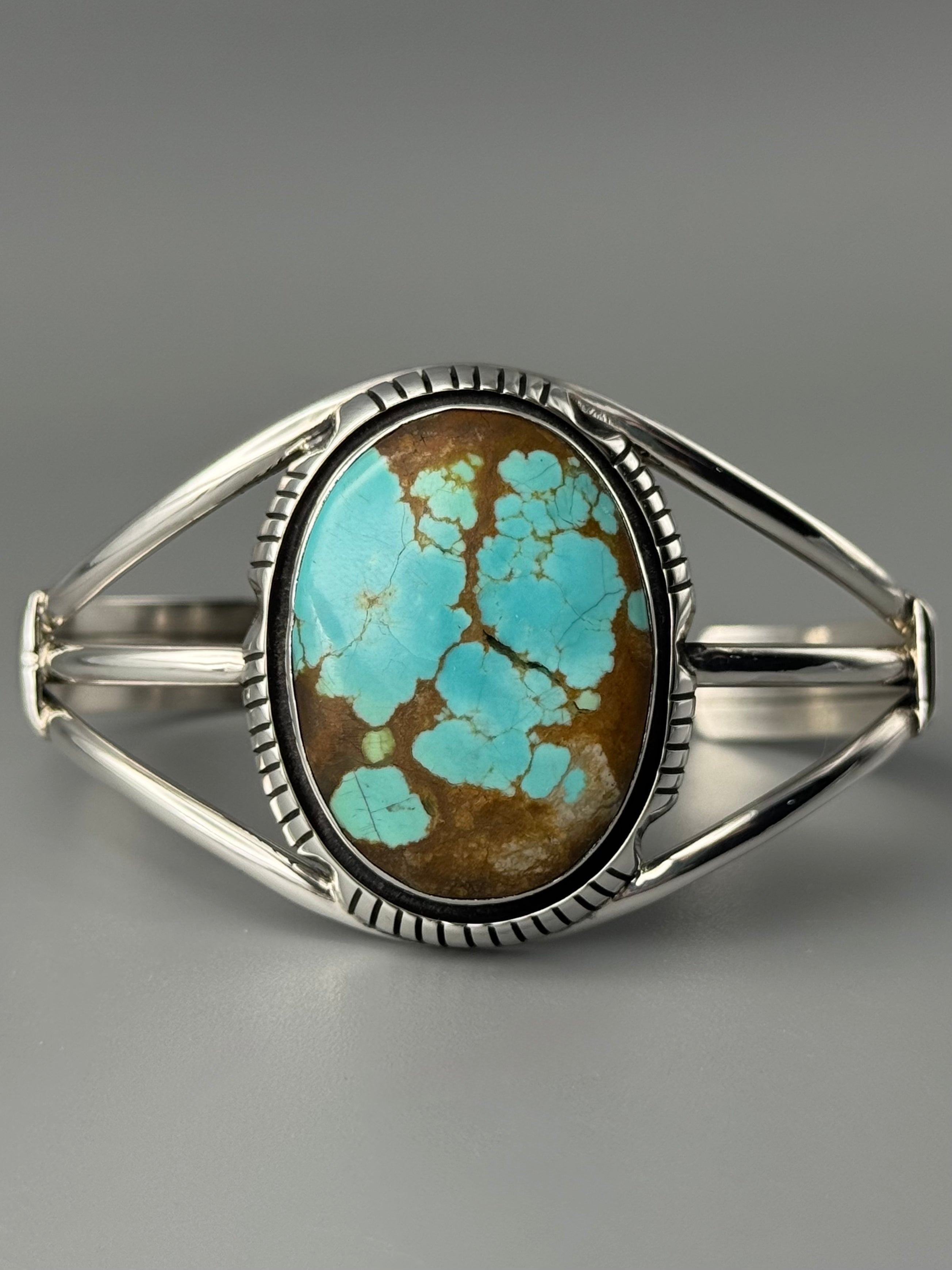 •#8 TURQUOISE - ATSAH• Navajo sterling silver cuff bracelet (6.75" +/-)