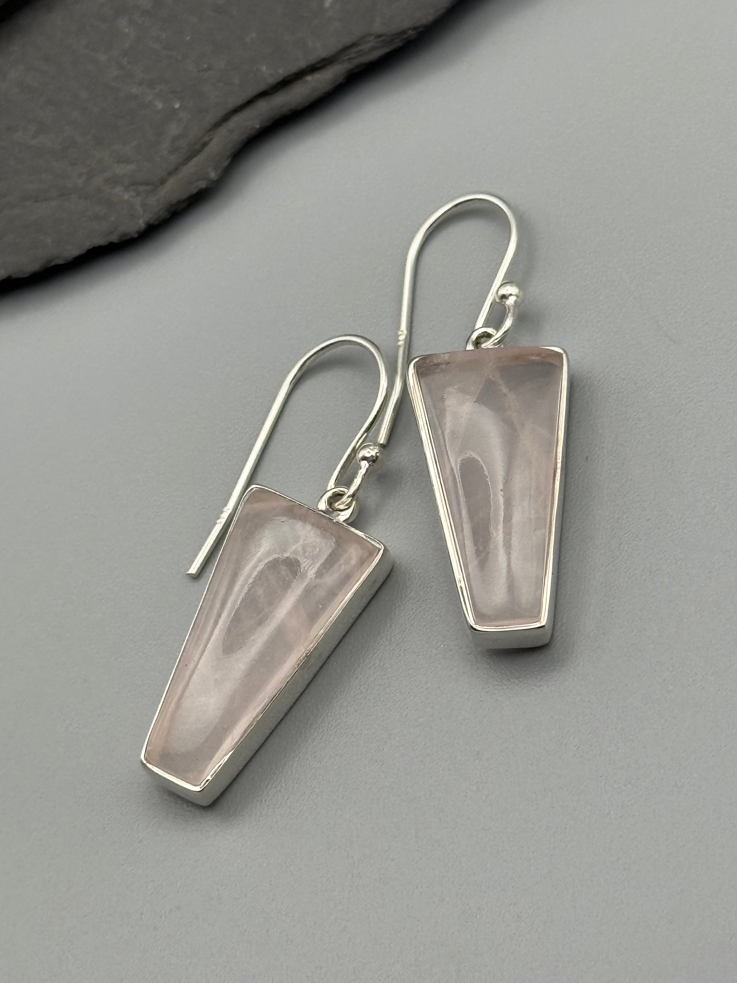 •ROSE QUARTZ - PORTAL• silver dangle earrings